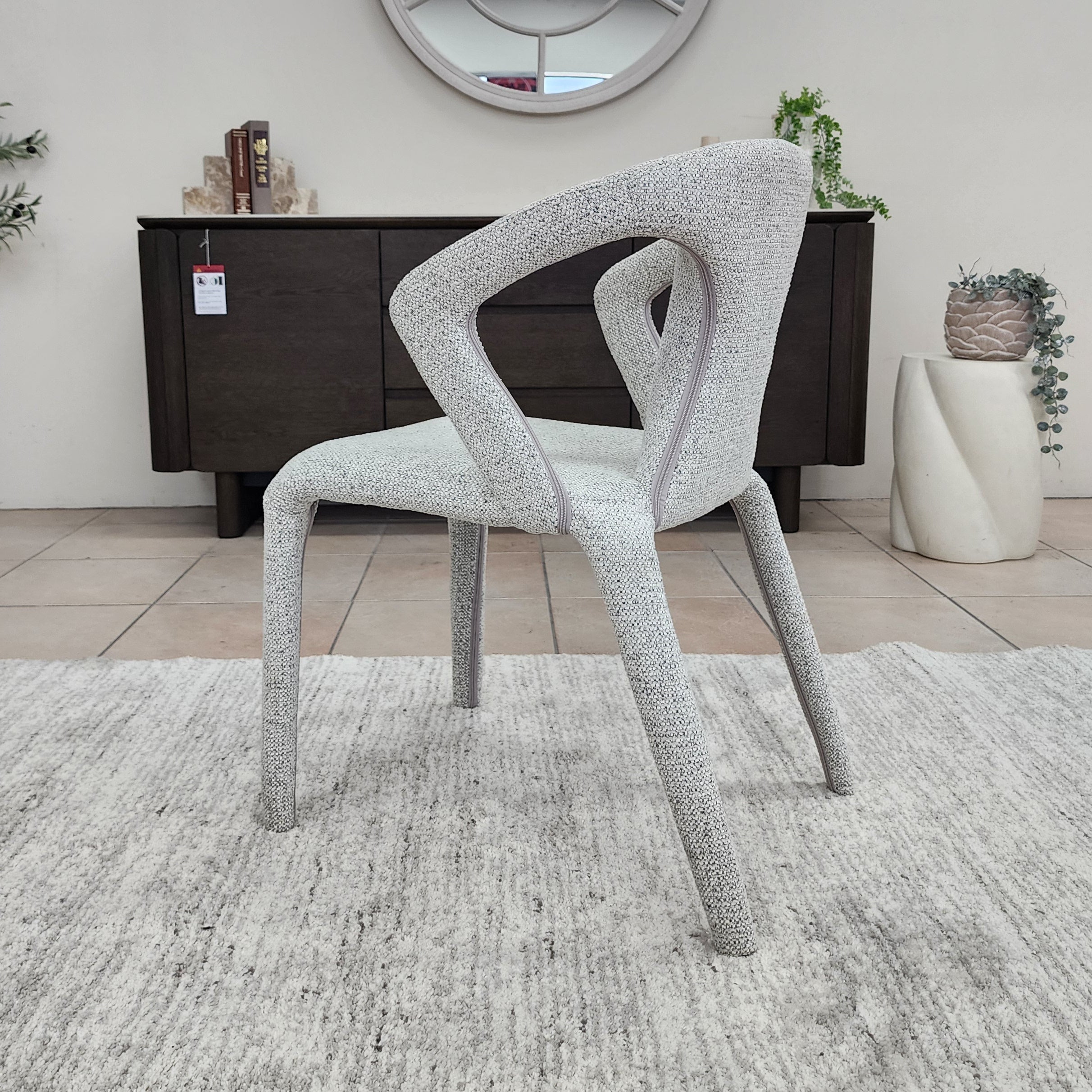Matteo Upholstered Dining Chair In Salt & Pepper