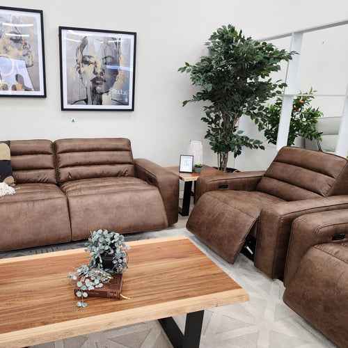 Hollywood 3 Piece Electric Recliner Package In Tan