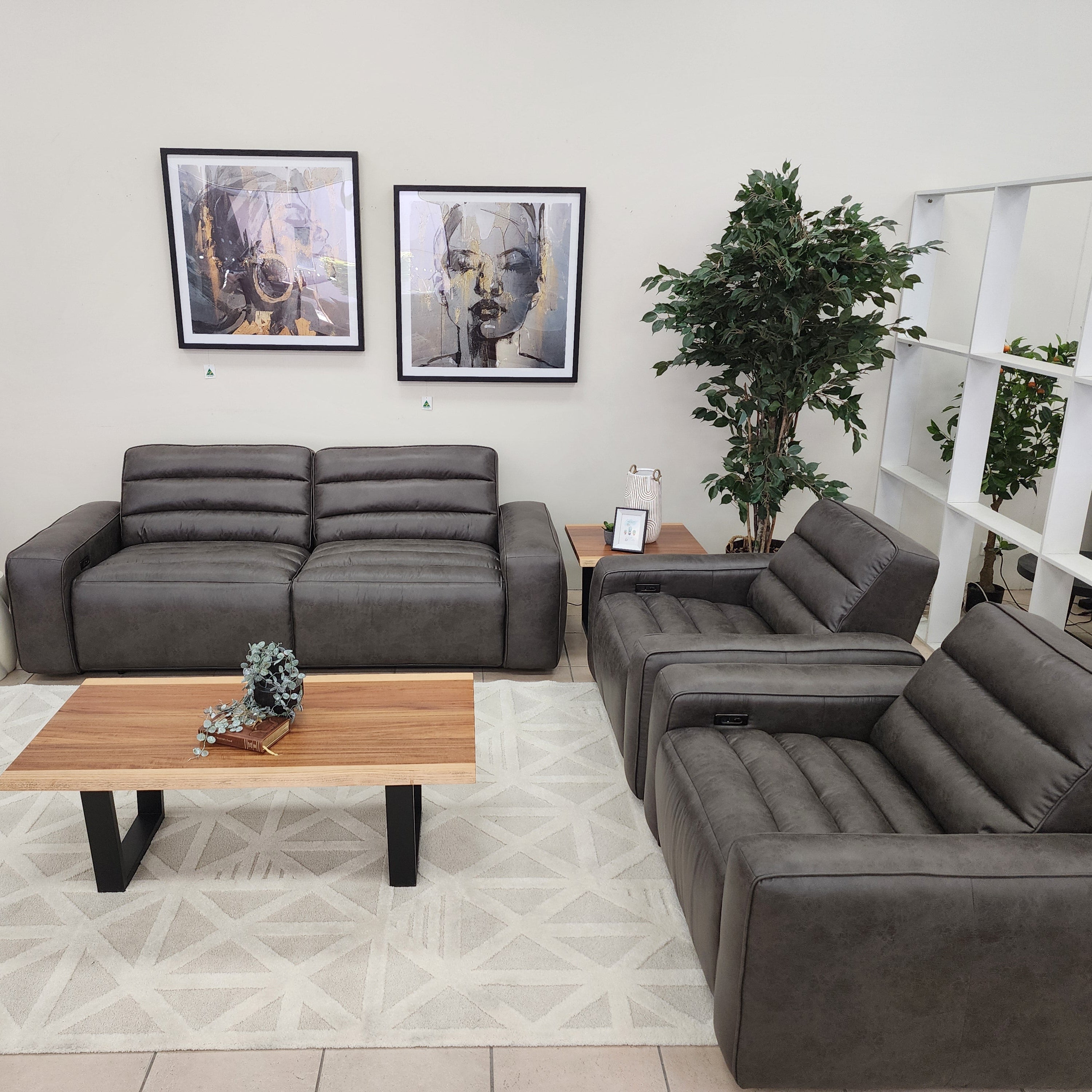 Hollywood 3 Piece Electric Recliner Package In Grey