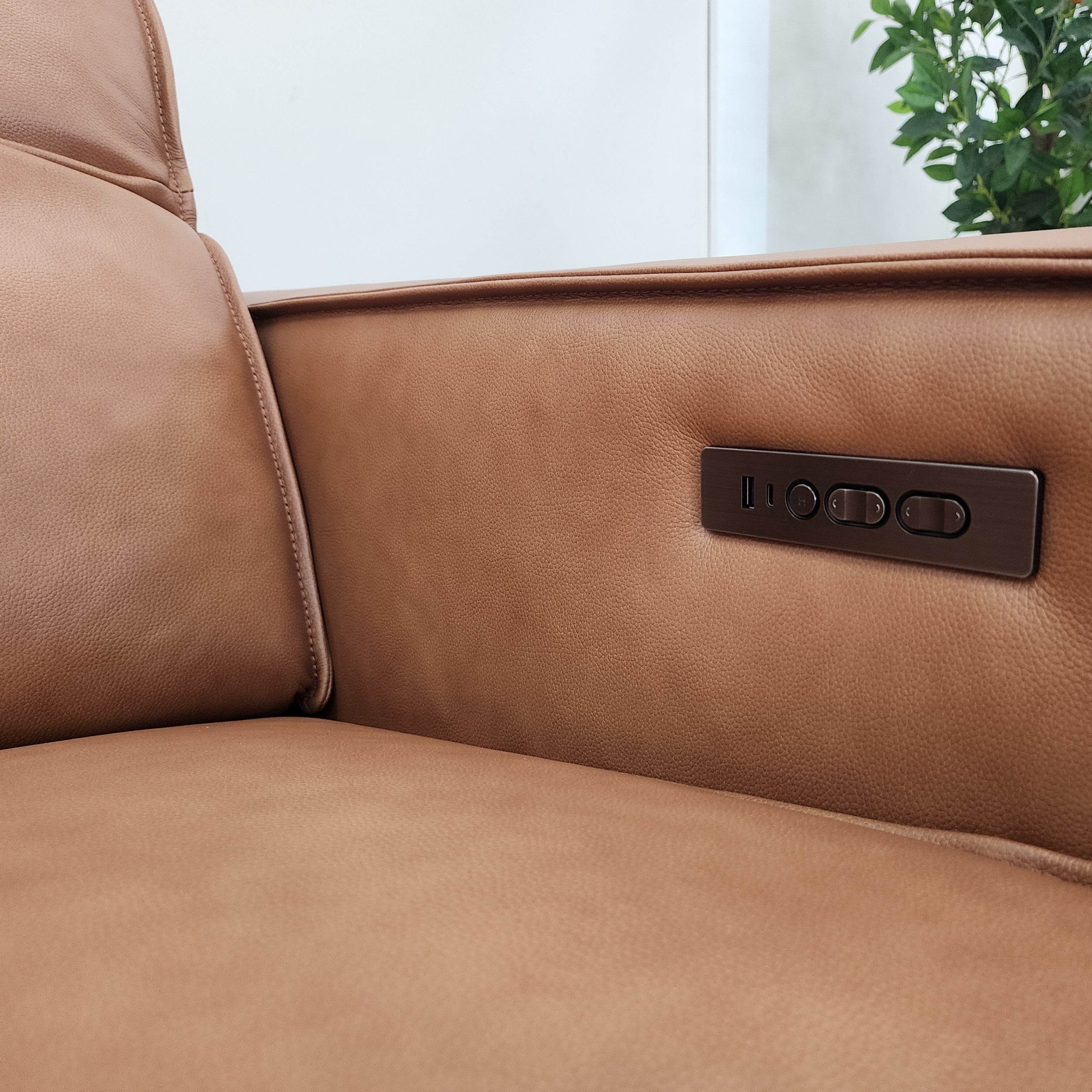 Xander 4 Seater With Electrics In 100% Premium Tan Leather