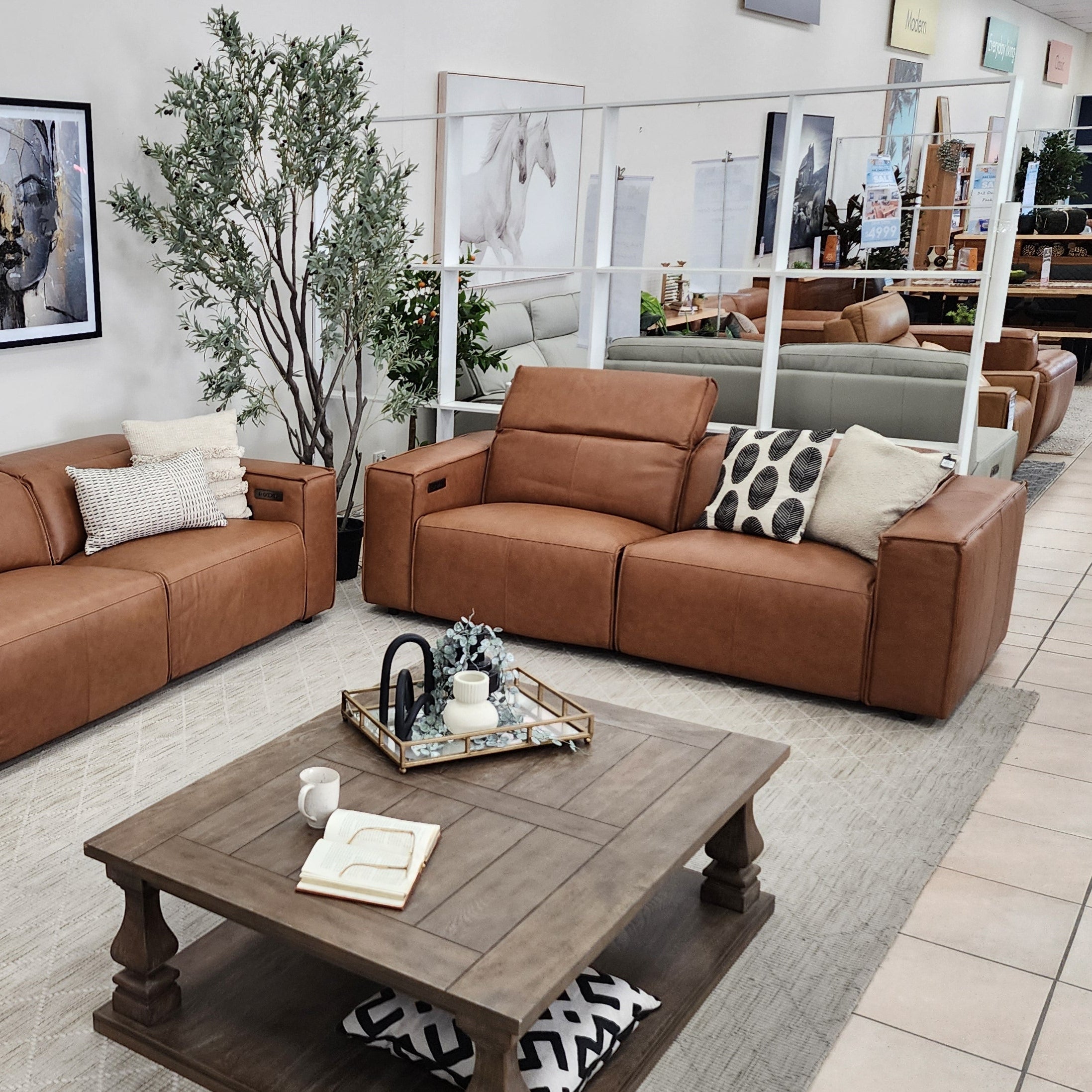 Xander 2 Seater With Electrics In 100% Premium Tan Leather