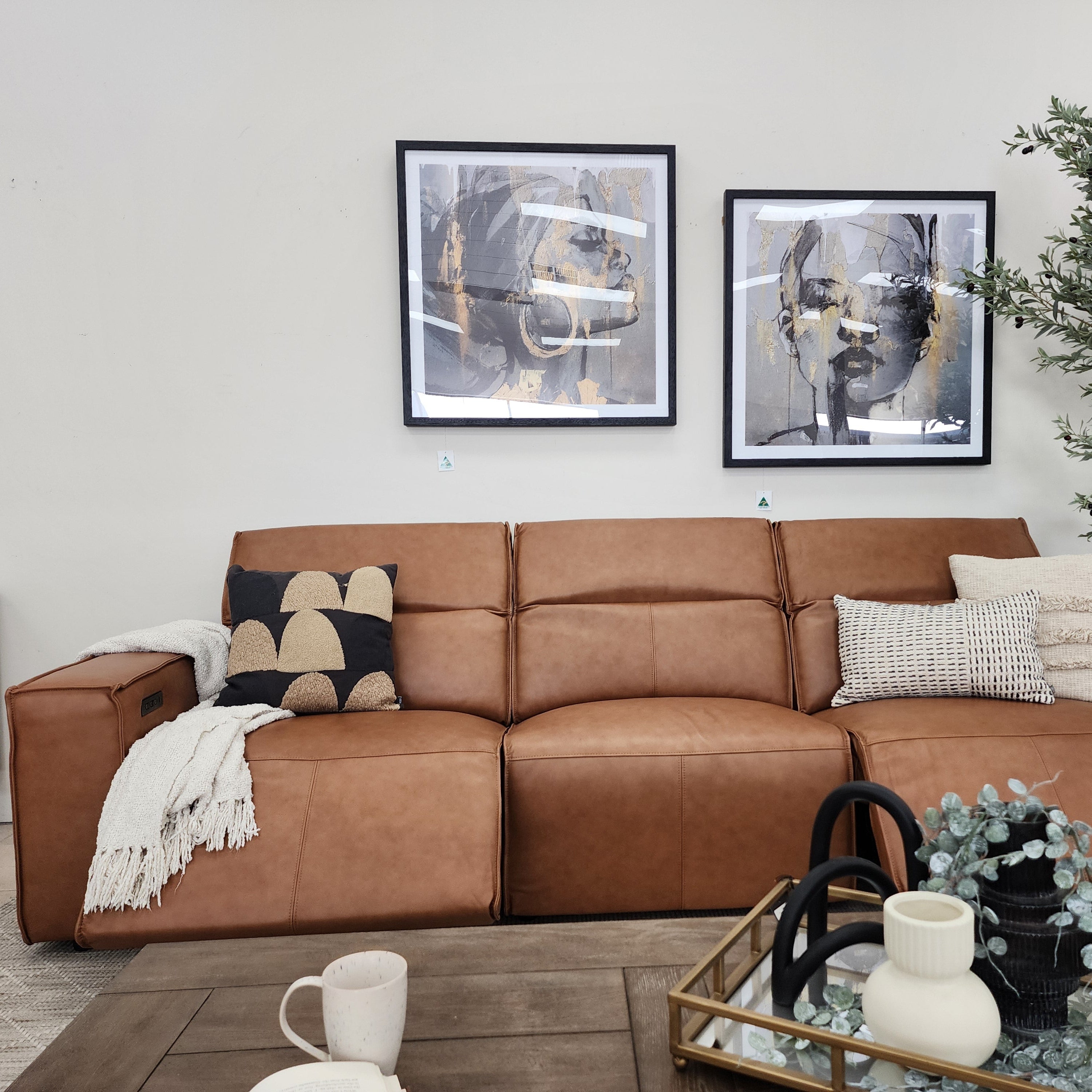 Xander 4 Seater With Electrics In 100% Premium Tan Leather