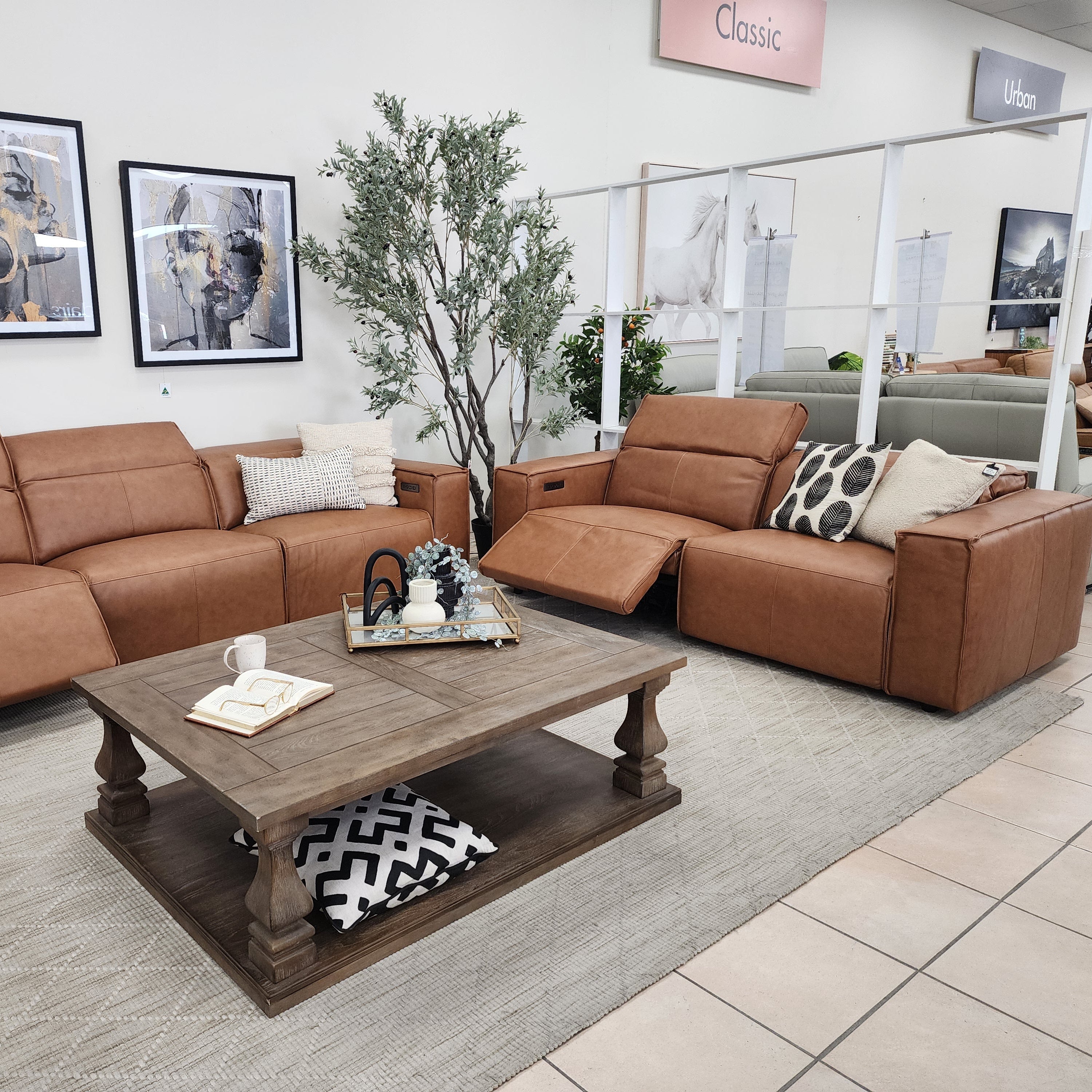 Xander 4+2 Seater Package In Tan 100% Premium Leather With Electric Motion