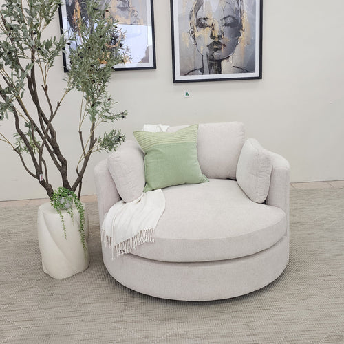 Oversized Cloud Soft Cuddle Chair In Natural Upholstery