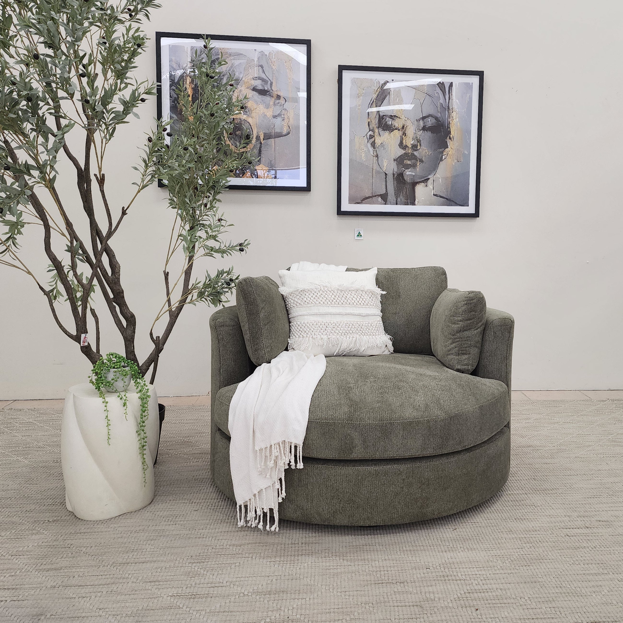 Oversized Cloud Soft Cuddle Chair In Pesto Green Upholstery