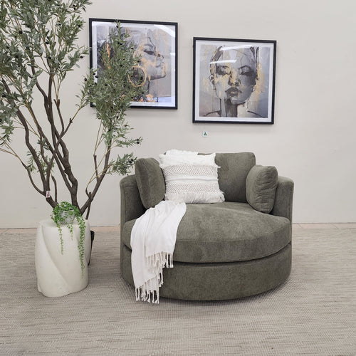 Oversized Cloud Soft Cuddle Chair In Pesto Green Upholstery