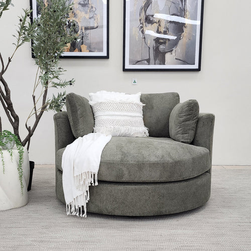 Oversized Cloud Soft Cuddle Chair In Pesto Green Upholstery