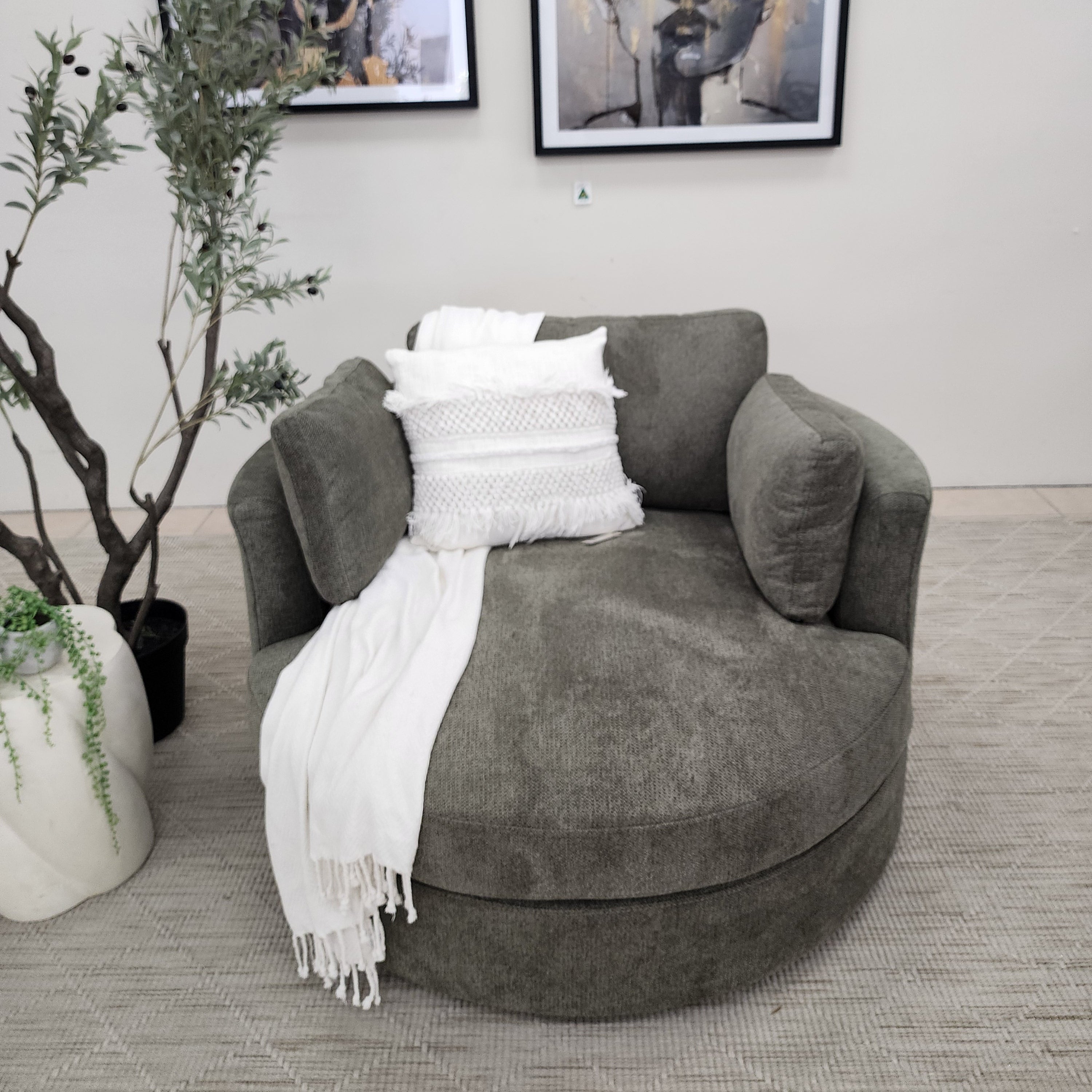 Oversized Cloud Soft Cuddle Chair In Pesto Green Upholstery