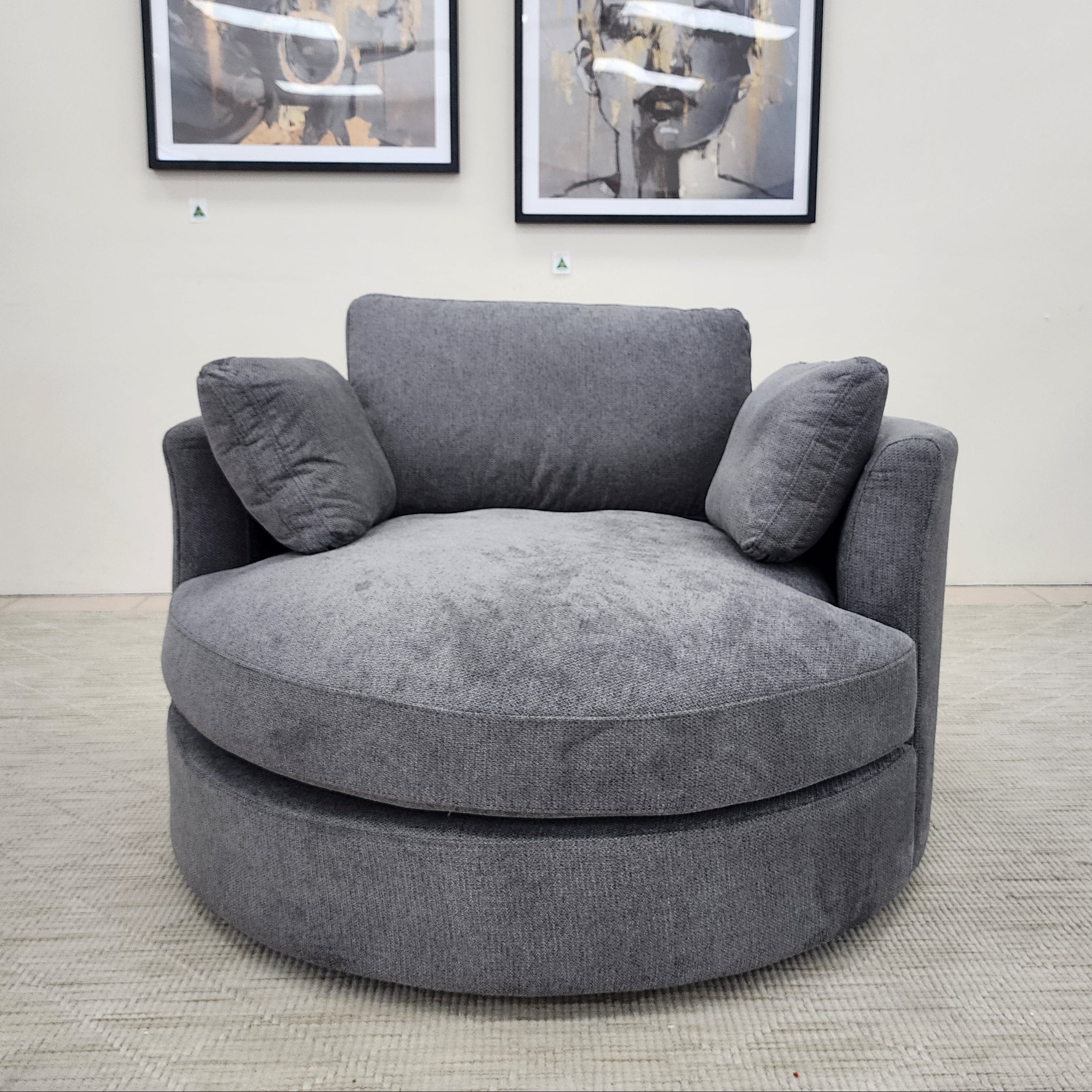 Oversized Cloud Soft Cuddle Chair In Grey Upholstery
