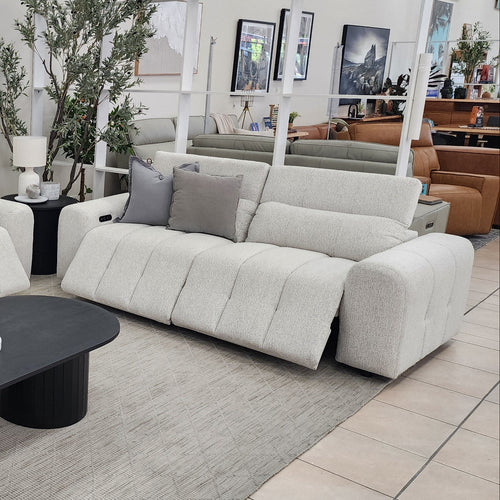 Calabria 2 Seater Dual Electric Recliner In Soft Grey