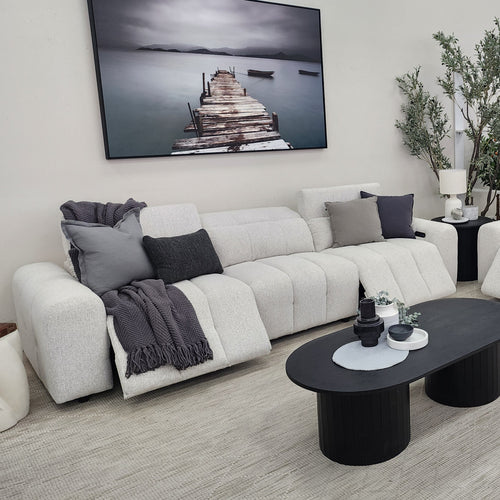 Calabria 4  Seater Dual Electric Recliners In Soft Grey