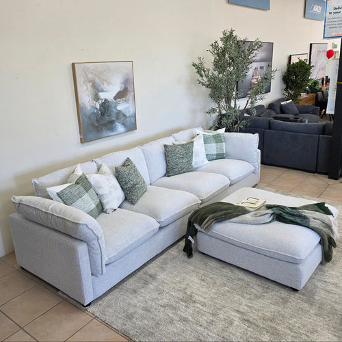 Savannah Cloud Soft Oversized 4 Seater With Ottoman In Grey