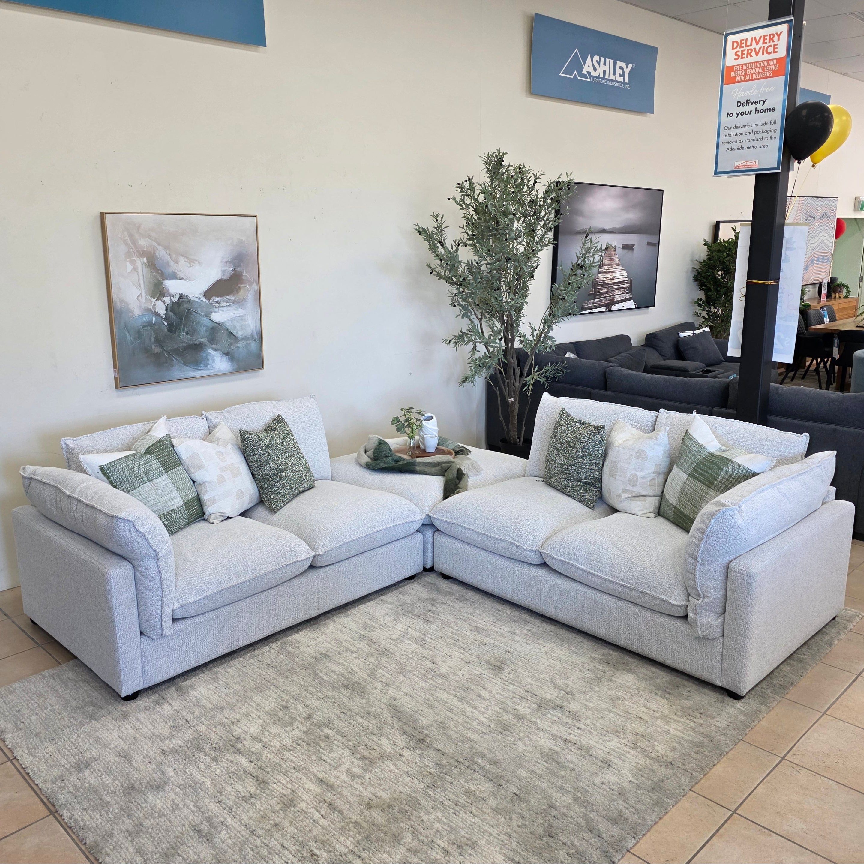 Savannah Cloud Soft Oversized 4 Seater With Ottoman In Grey