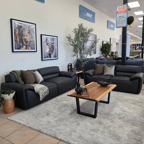 Phillipe 3+2 Seater Package in Matt Black Leather