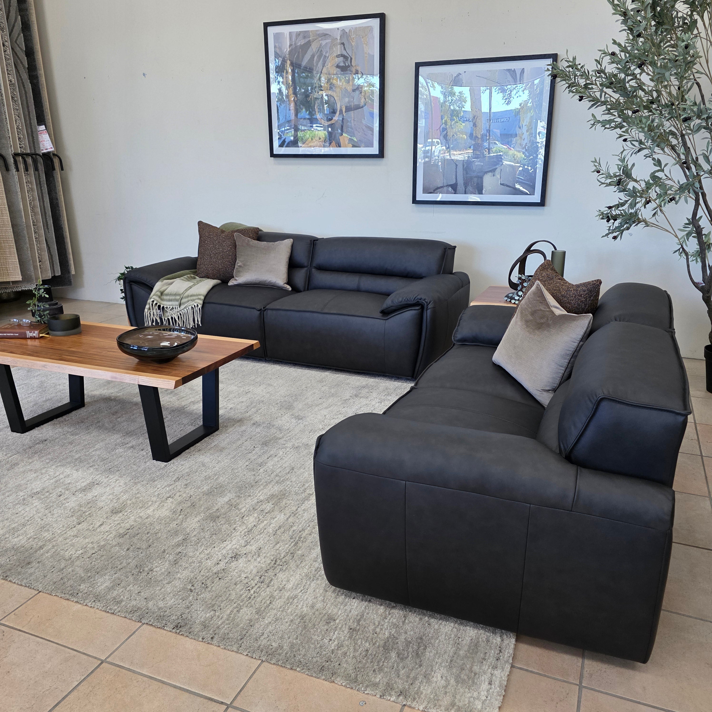 Phillipe 3+2 Seater Package in Matt Black Leather