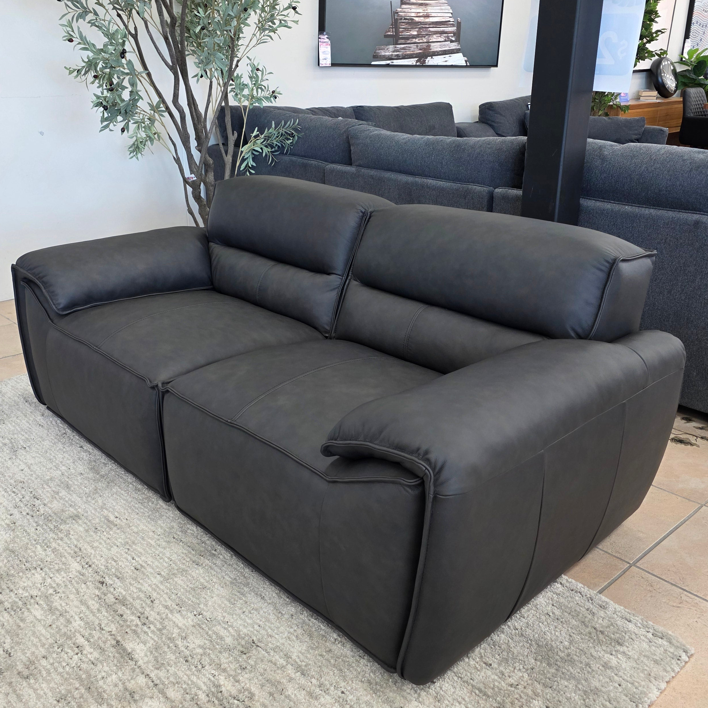 Phillipe 2 Seater In Black Leather
