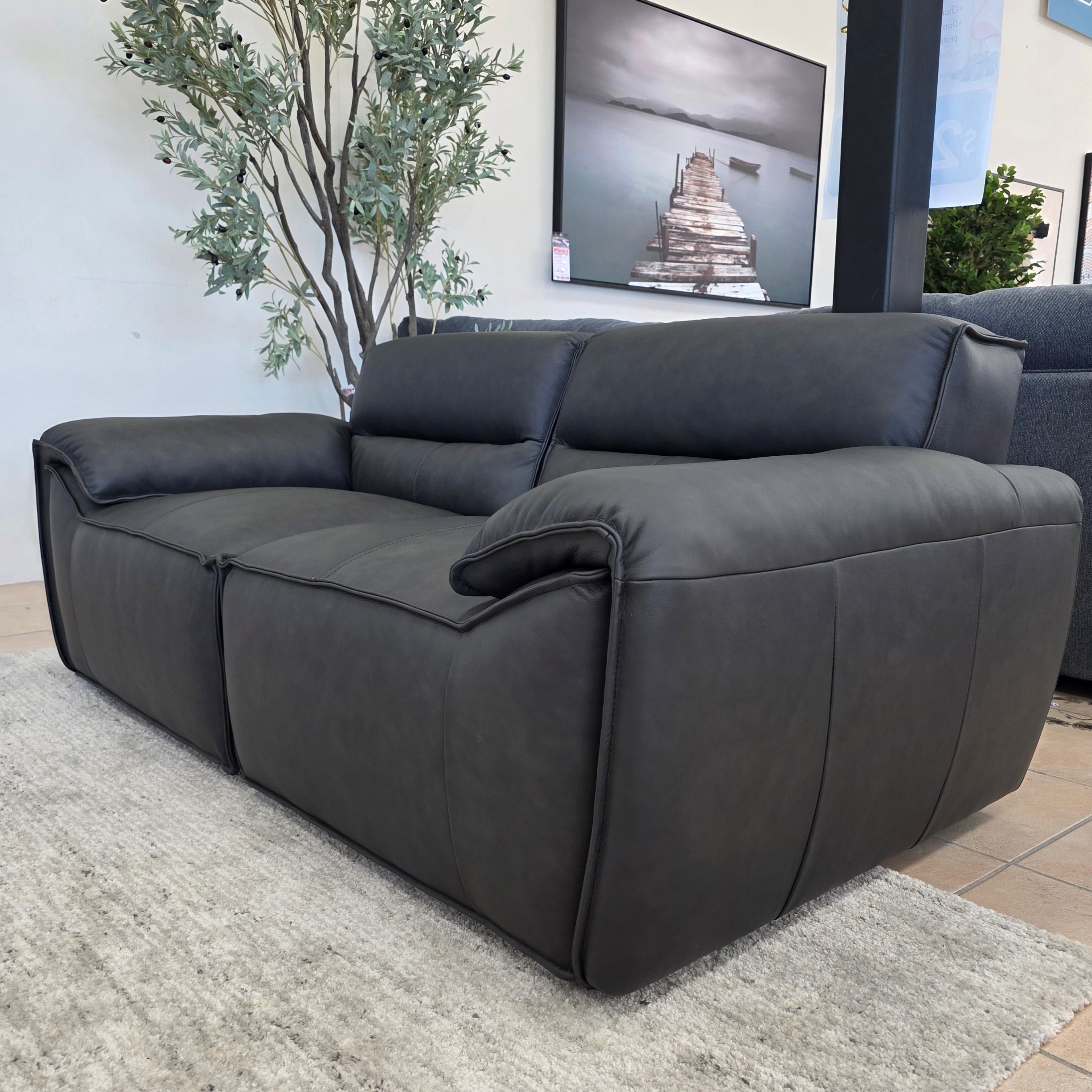 Phillipe 2 Seater In Black Leather