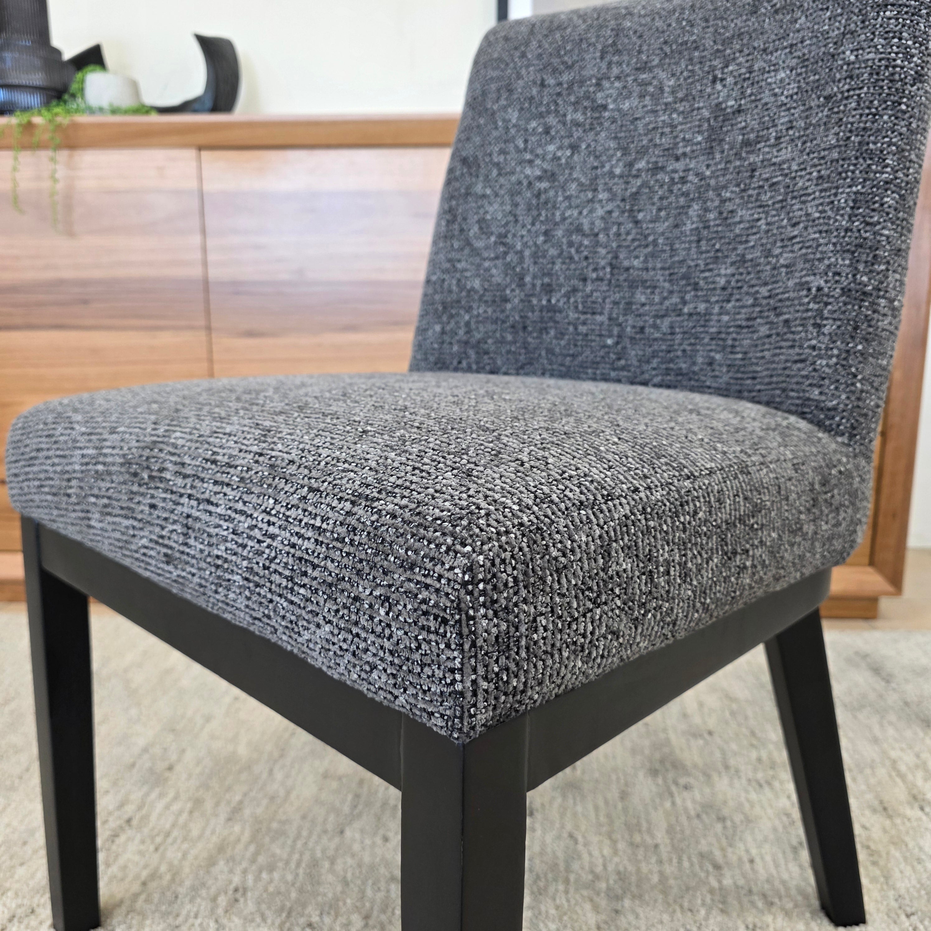 Ginko Dining Chair With Black Frame In Charcoal Milan Fabric