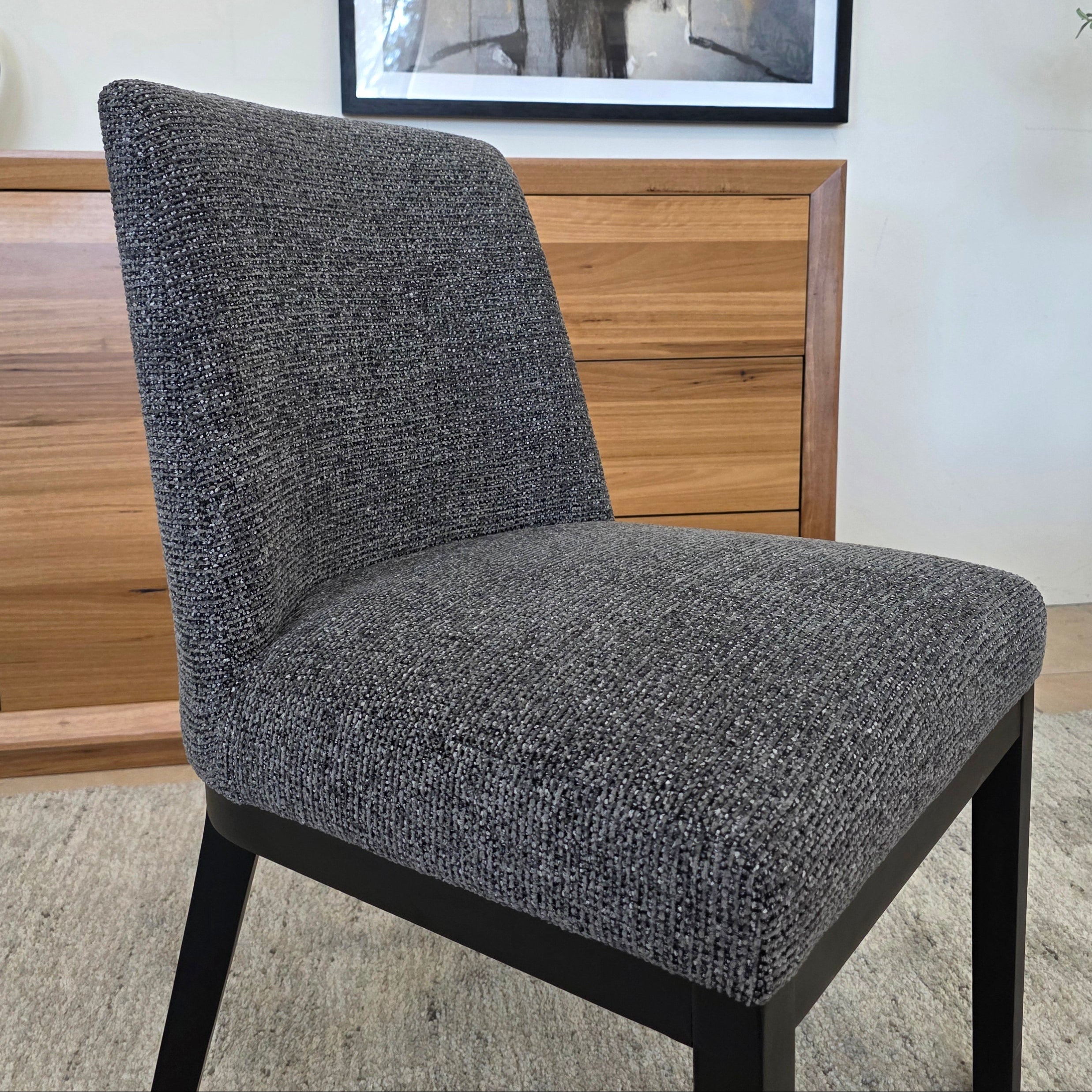 Ginko Dining Chair With Black Frame In Charcoal Milan Fabric