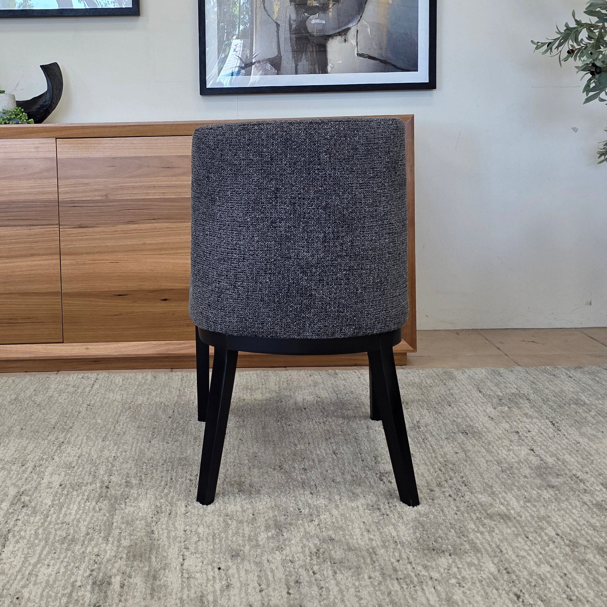 Ginko Dining Chair With Black Frame In Charcoal Milan Fabric