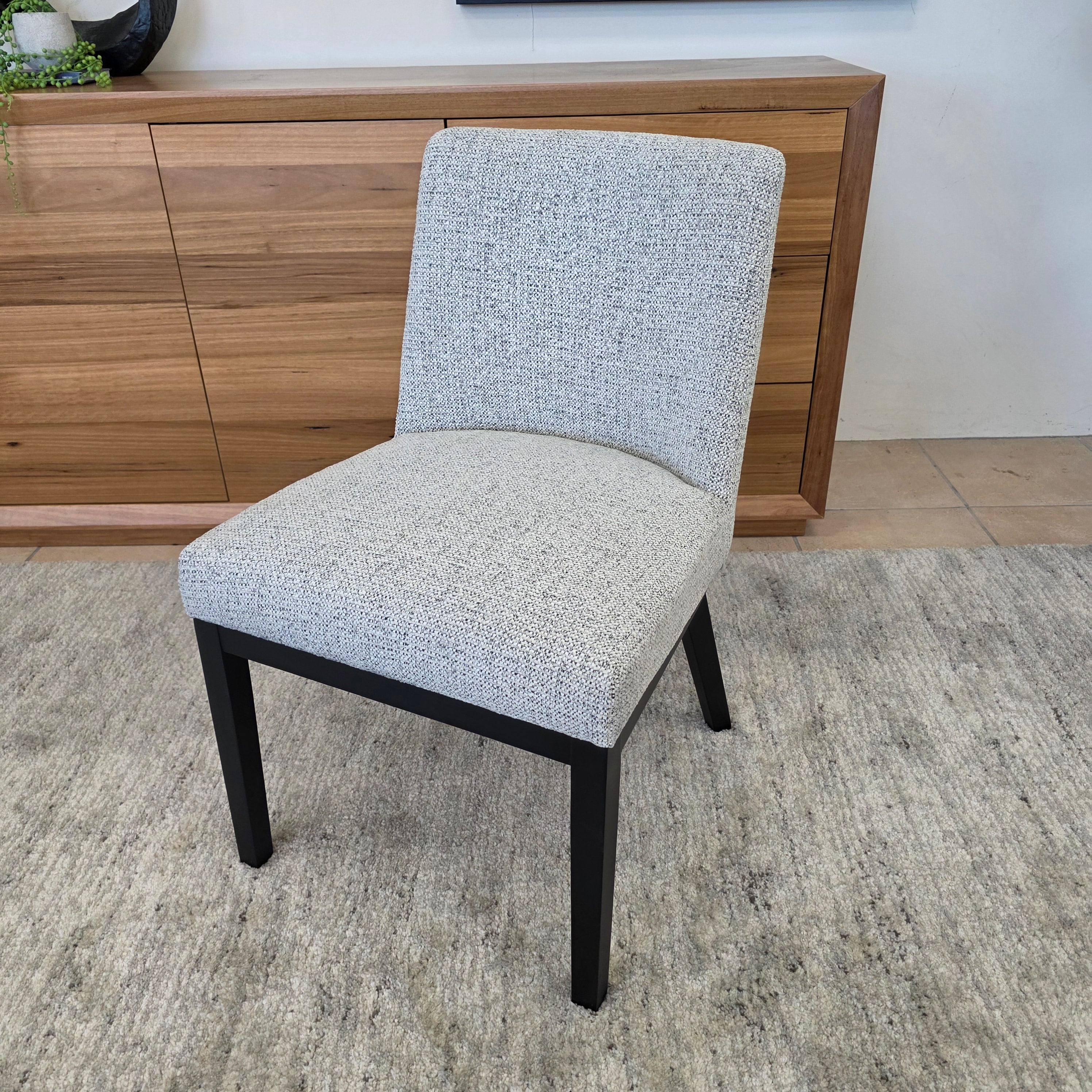 Ginko Dining Chair With Black Leg in Milan Salt and Pepper
