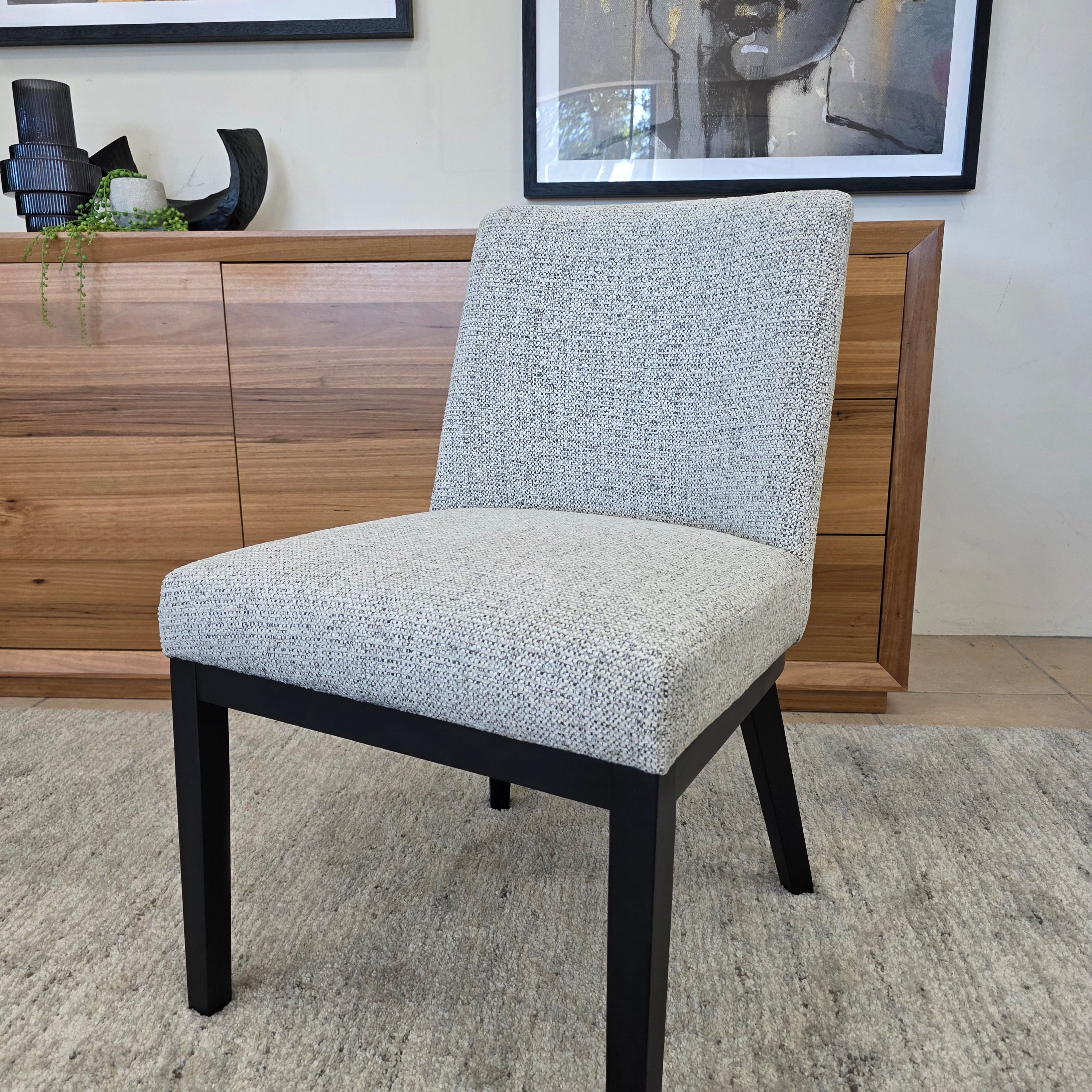 Ginko Dining Chair With Black Leg in Milan Salt and Pepper