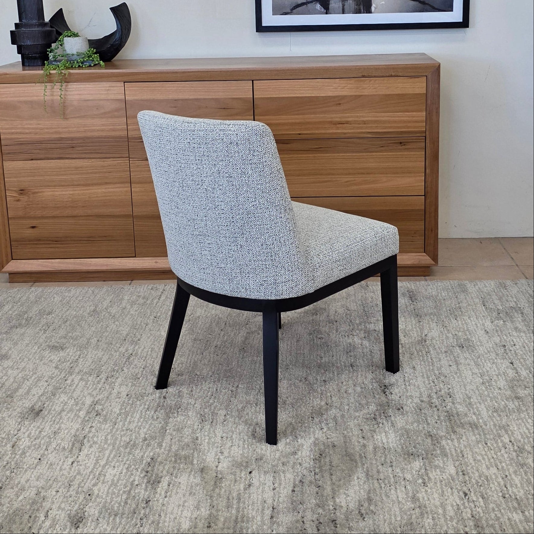 Ginko Dining Chair With Black Leg in Milan Salt and Pepper