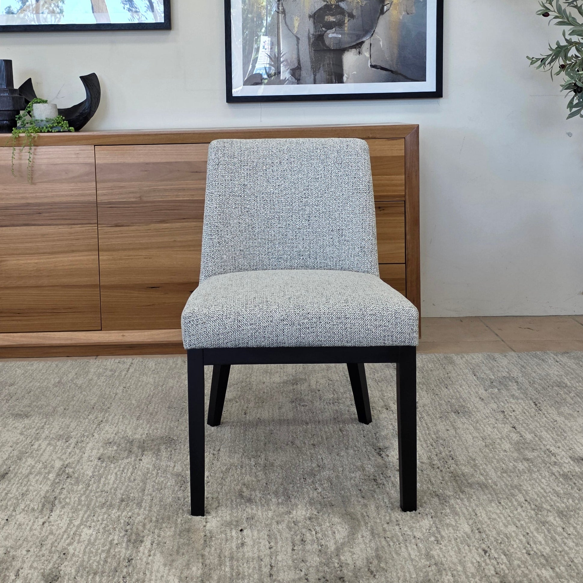 Ginko Dining Chair With Black Leg in Milan Salt and Pepper