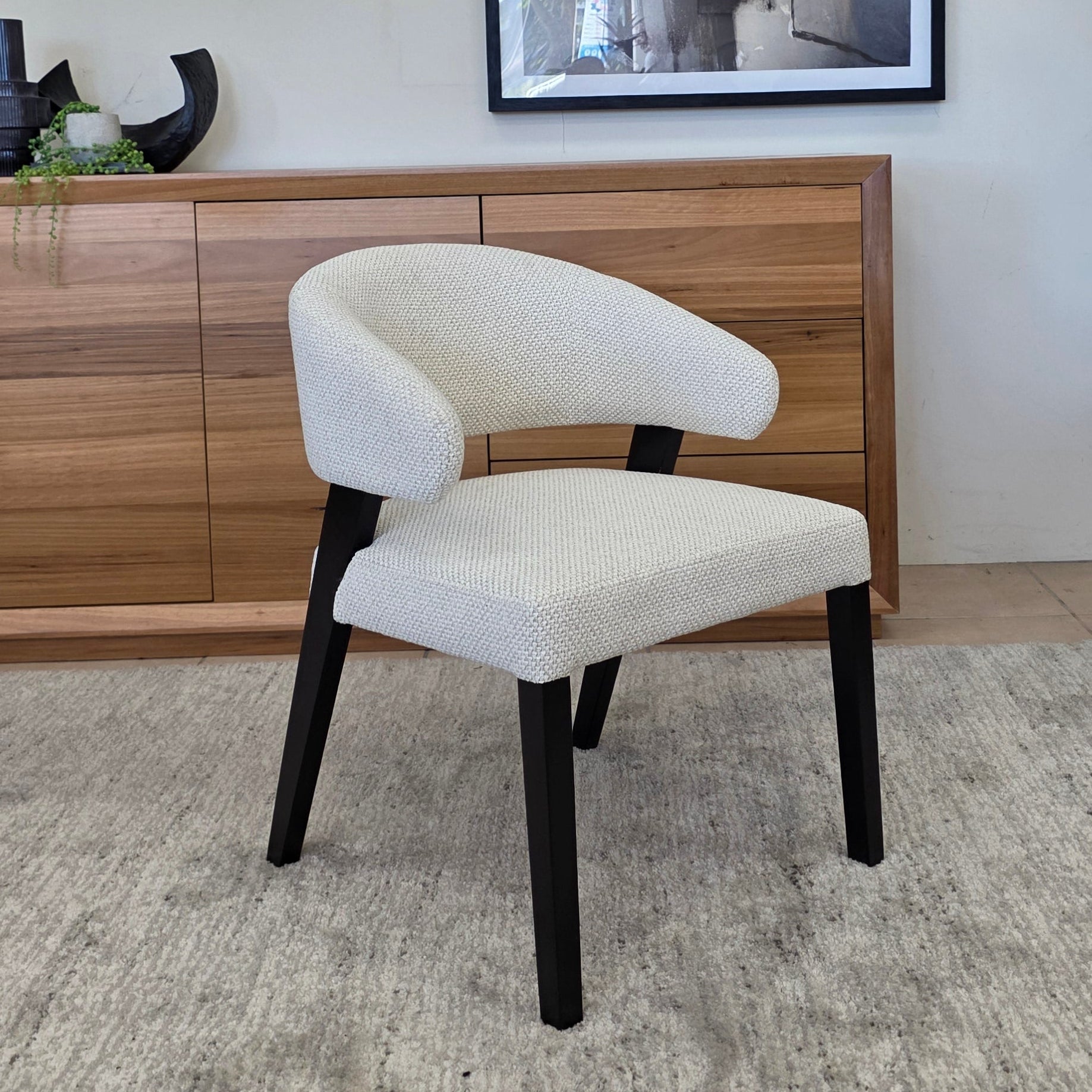 Layton Dining Chair With Black Leg & Natural Upholstery