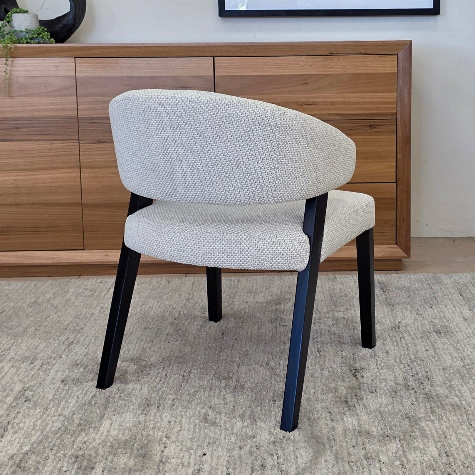 Layton Dining Chair With Black Leg & Natural Upholstery