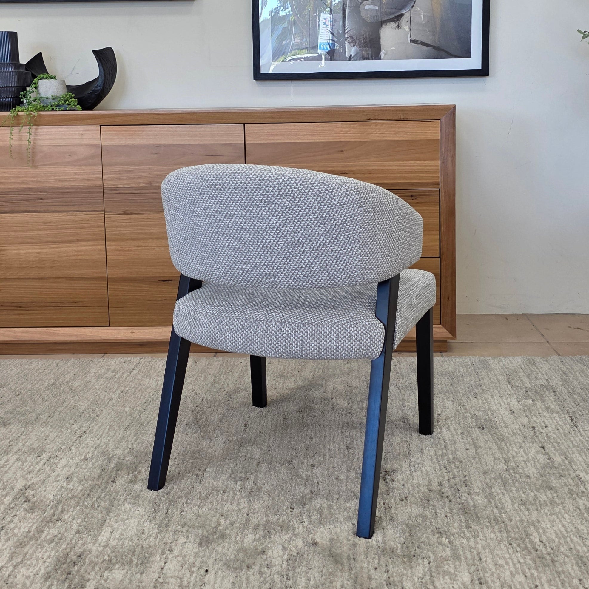 Layton Dining Chair With Black Leg & Grey Upholstery