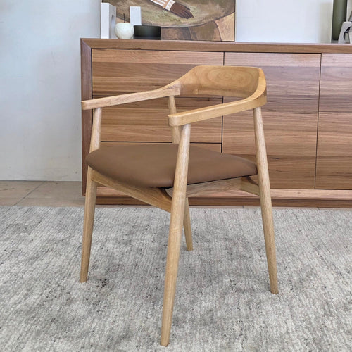 Kayden Natural Timber Chair With Tan Upholstery