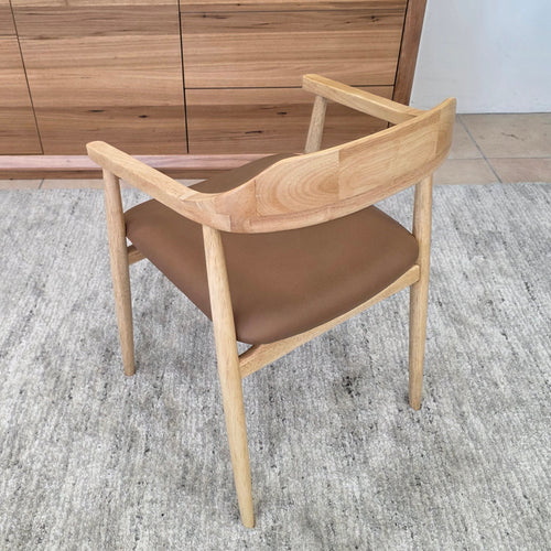 Kayden Natural Timber Chair With Tan Upholstery