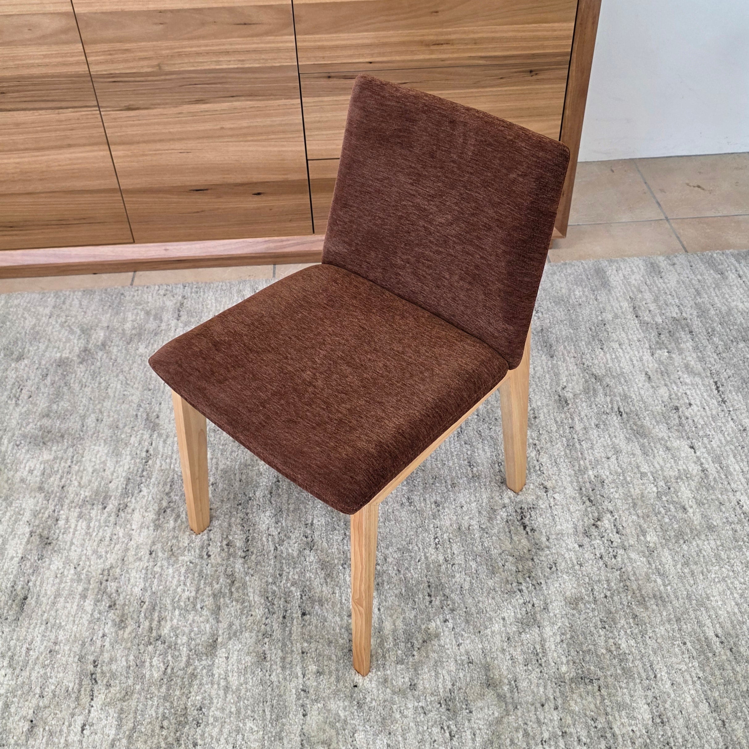 Alexa Dining Chair In Natural Timber & Rust Upholstery