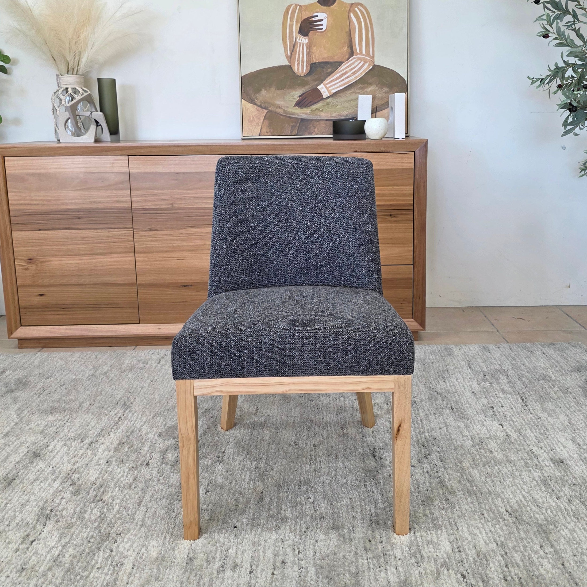 Ginko Dining Chair With Natural Leg In Milan Charcoal