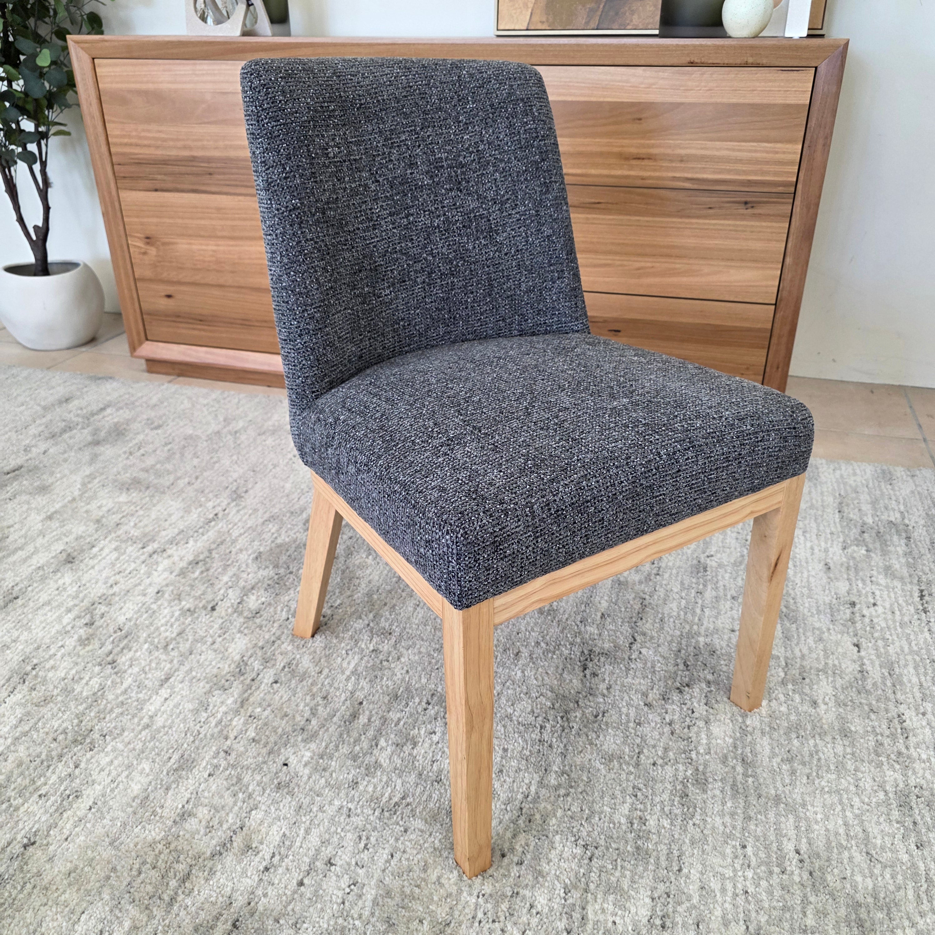 Ginko Dining Chair With Natural Leg In Milan Charcoal