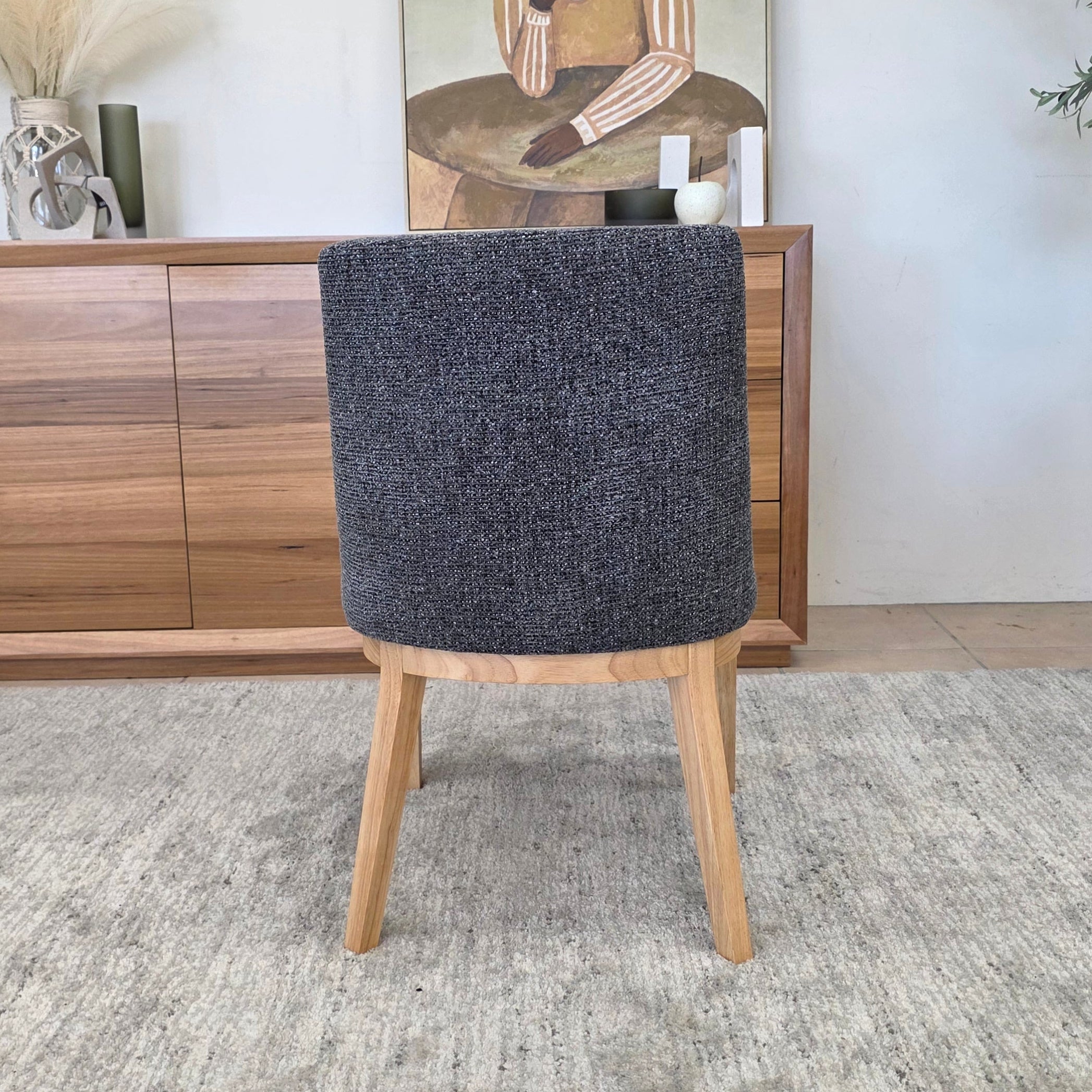 Ginko Dining Chair With Natural Leg In Milan Charcoal