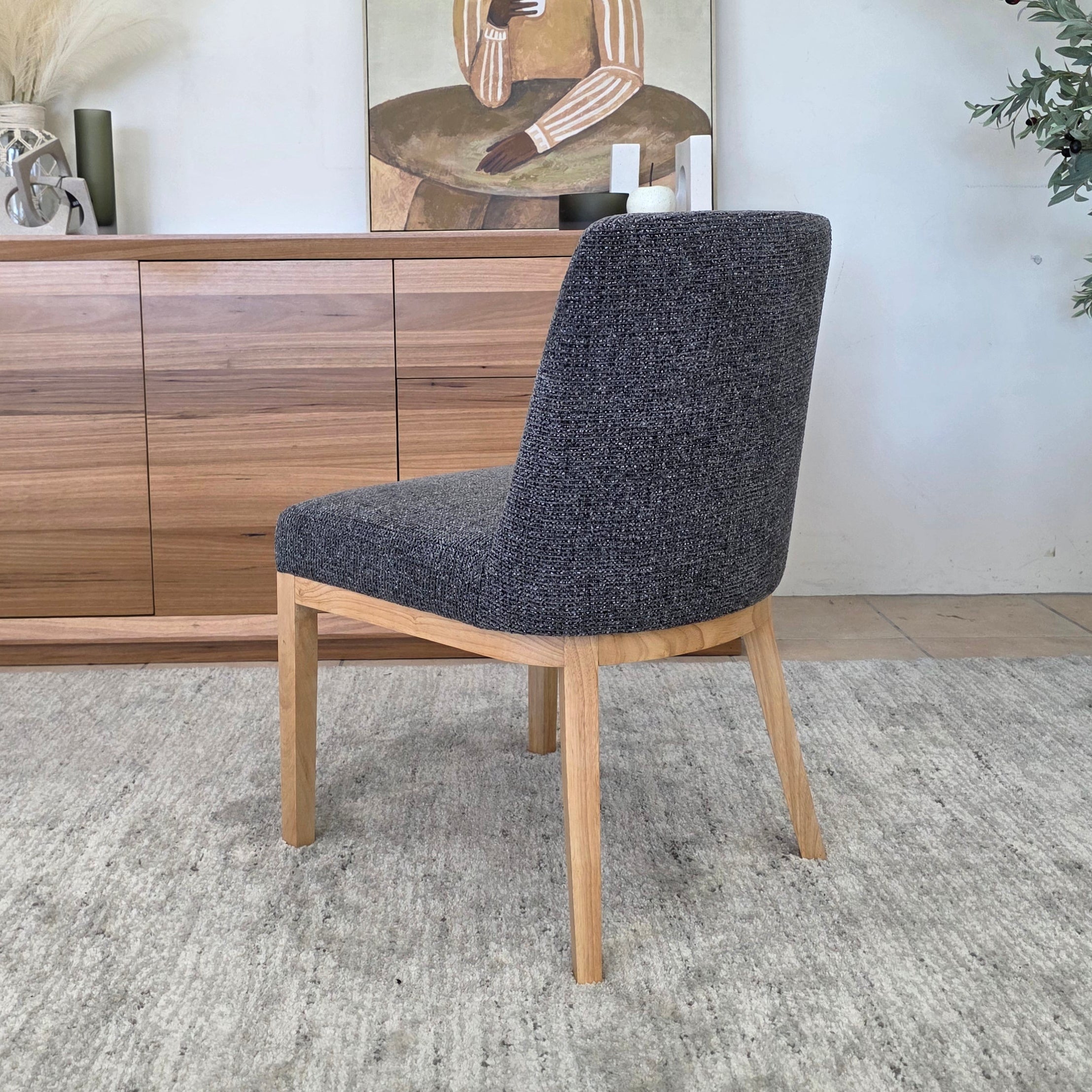 Ginko Dining Chair With Natural Leg In Milan Charcoal