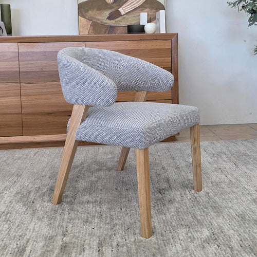 Layton Dining Chair With Natural Leg & Grey Upholstery