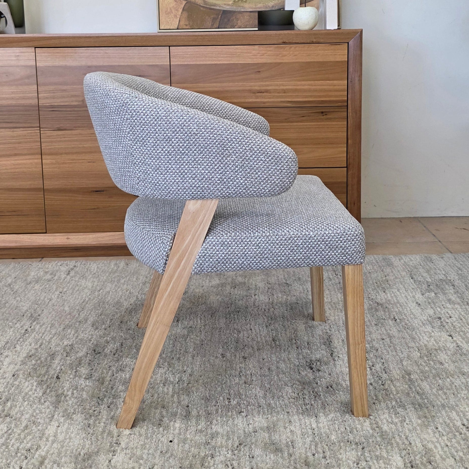 Layton Dining Chair With Natural Leg & Grey Upholstery
