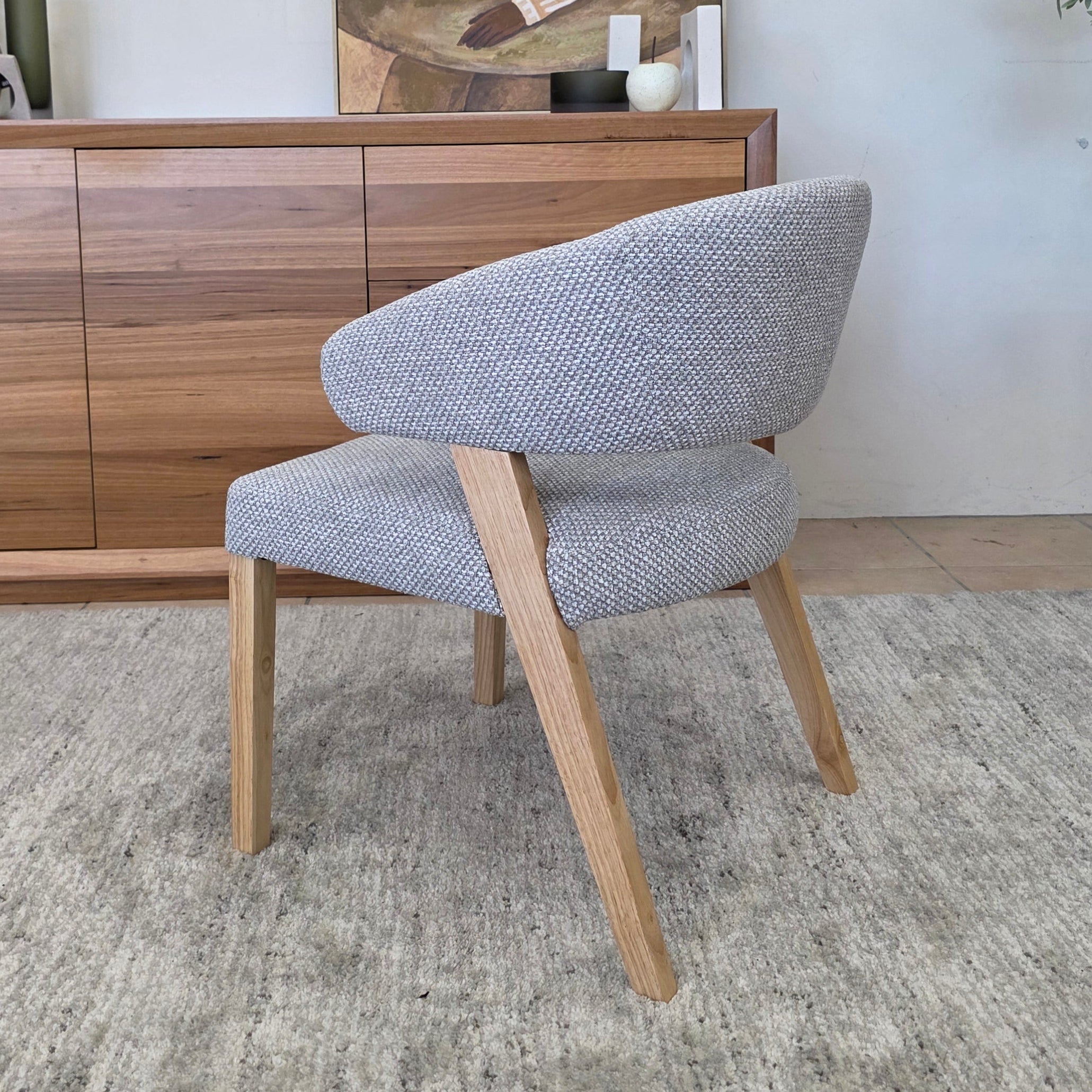 Layton Dining Chair With Natural Leg & Grey Upholstery