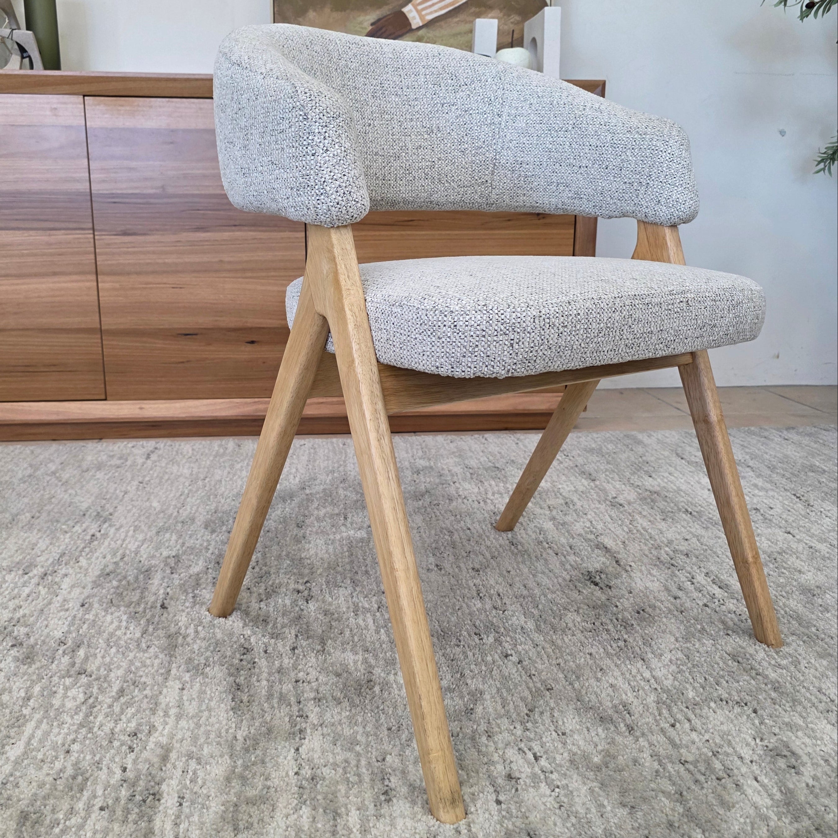 Adwin Dining Chair With Natural Frame and Upholstery