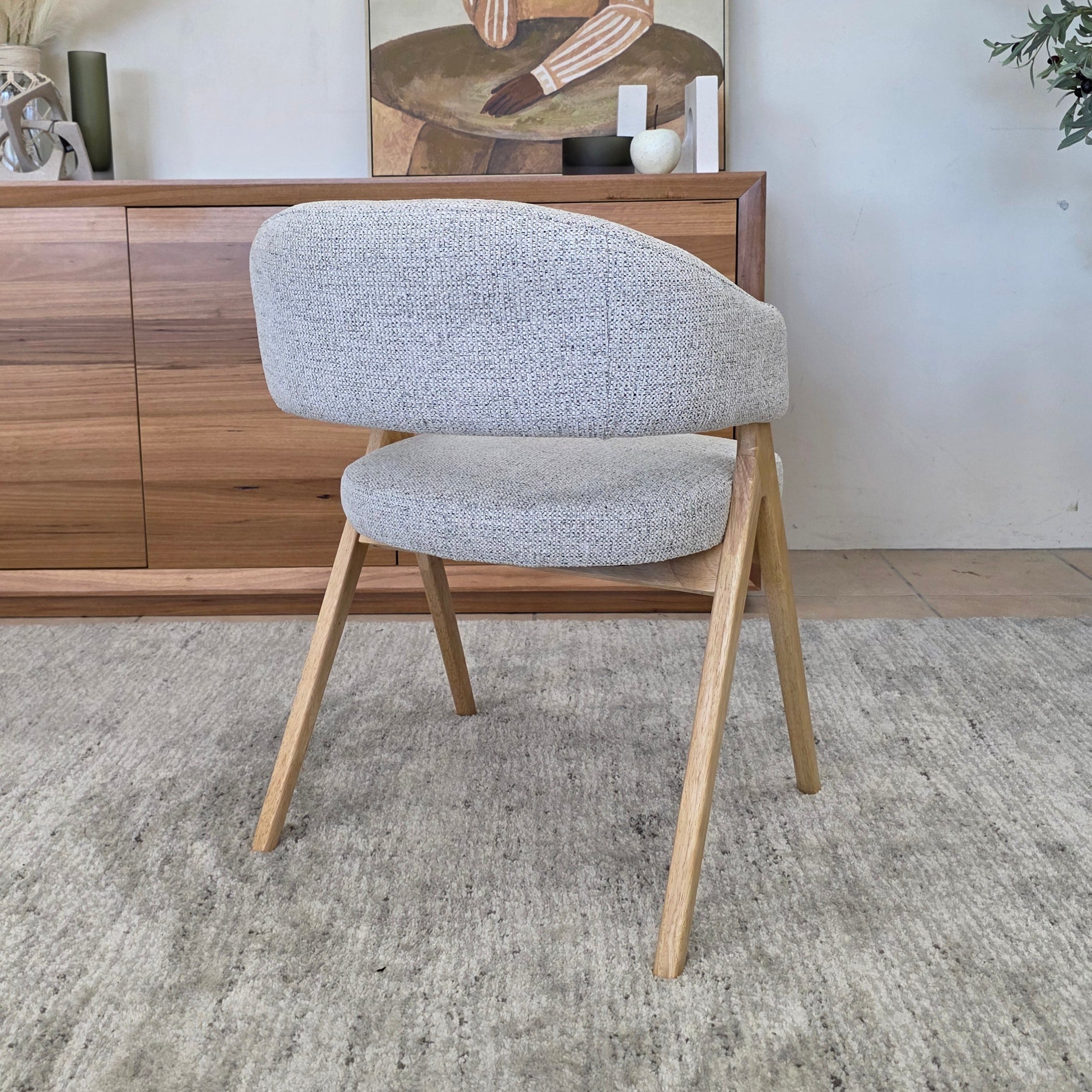 Adwin Dining Chair With Natural Frame and Upholstery