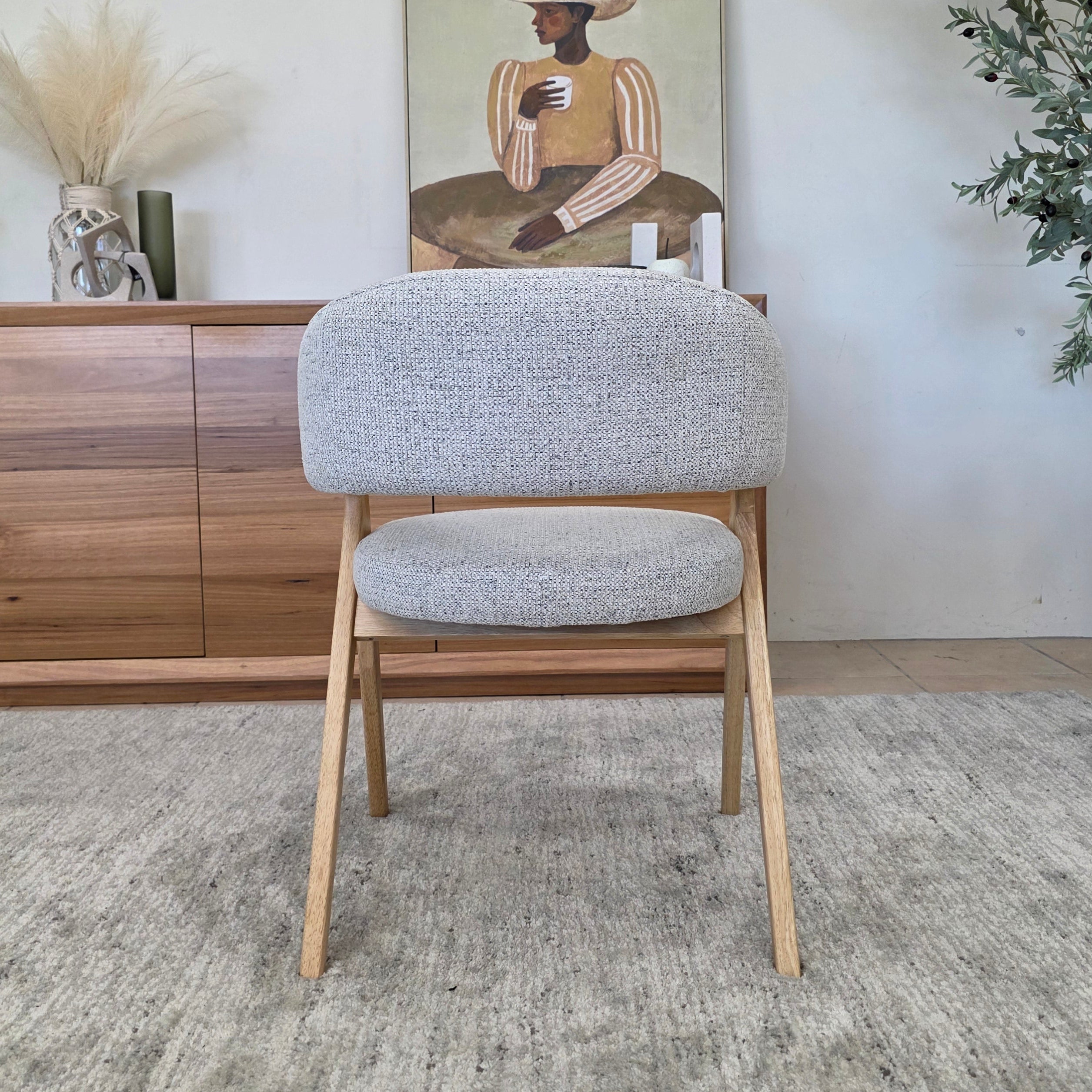 Adwin Dining Chair With Natural Frame and Upholstery