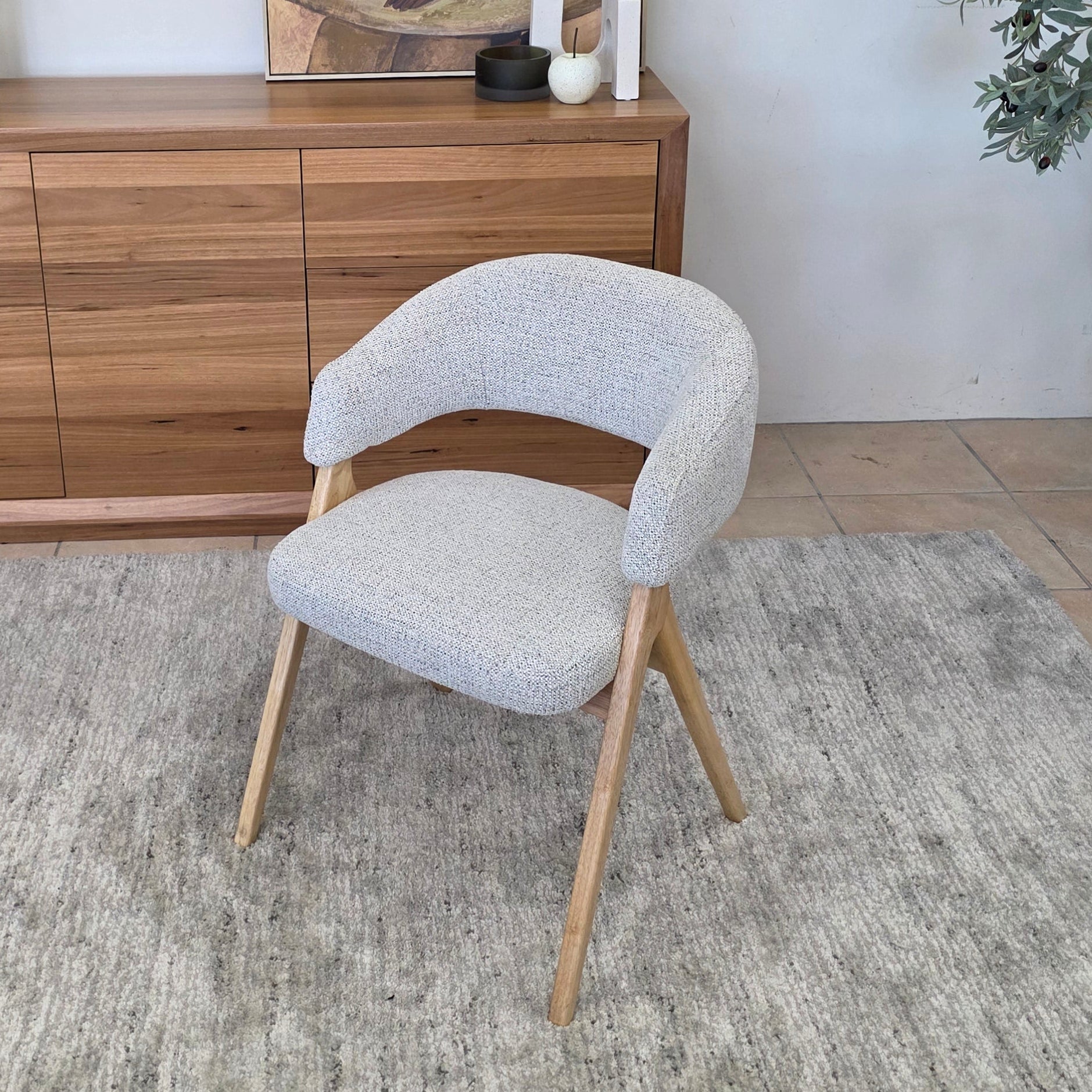 Adwin Dining Chair With Natural Frame and Upholstery