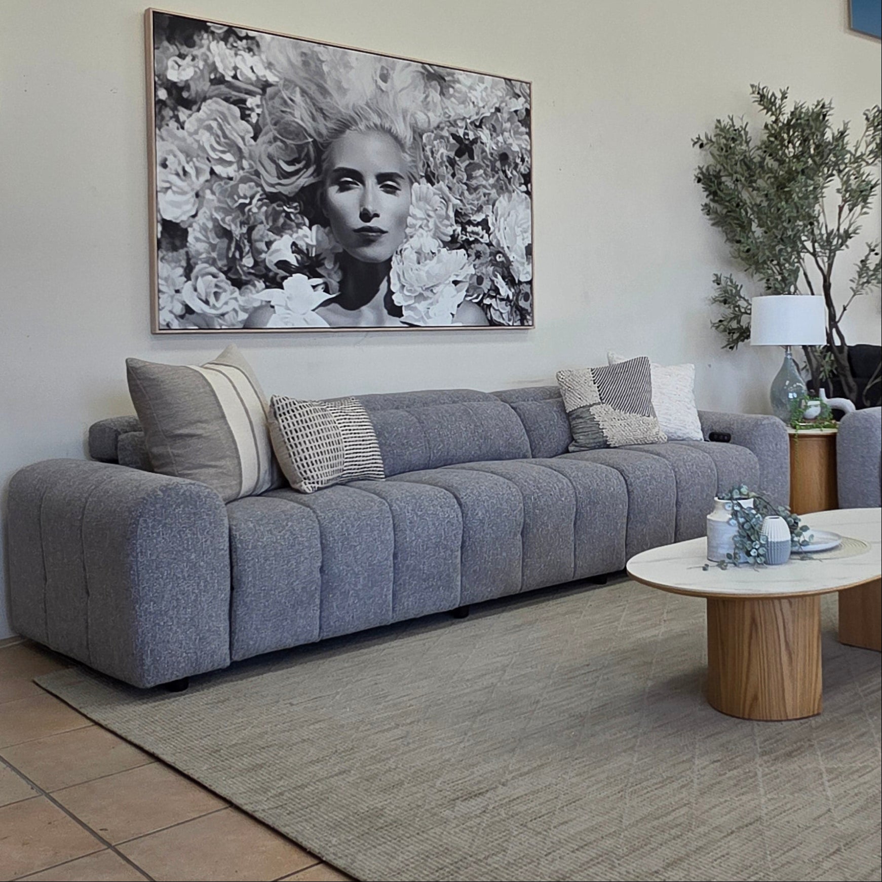 Calabria 4 Seater Dual Electric Recliners In Mid Grey