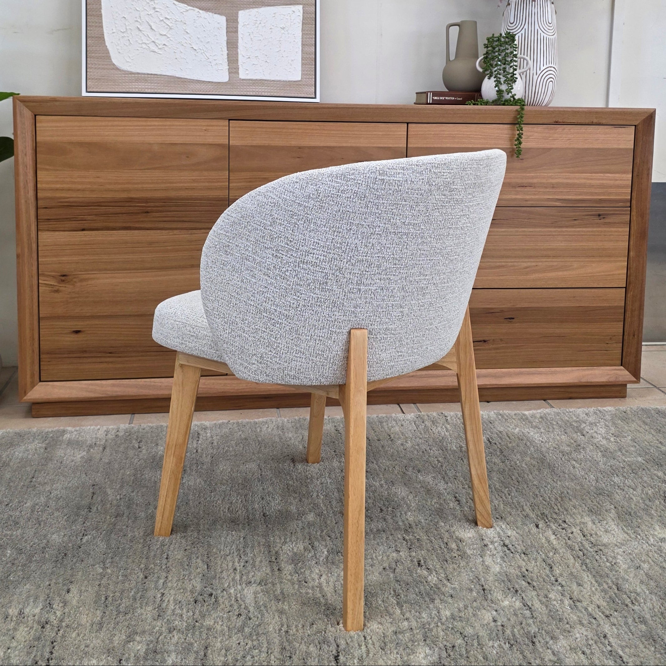 Settler Dining Chair In Natural Fabric & Natural Leg