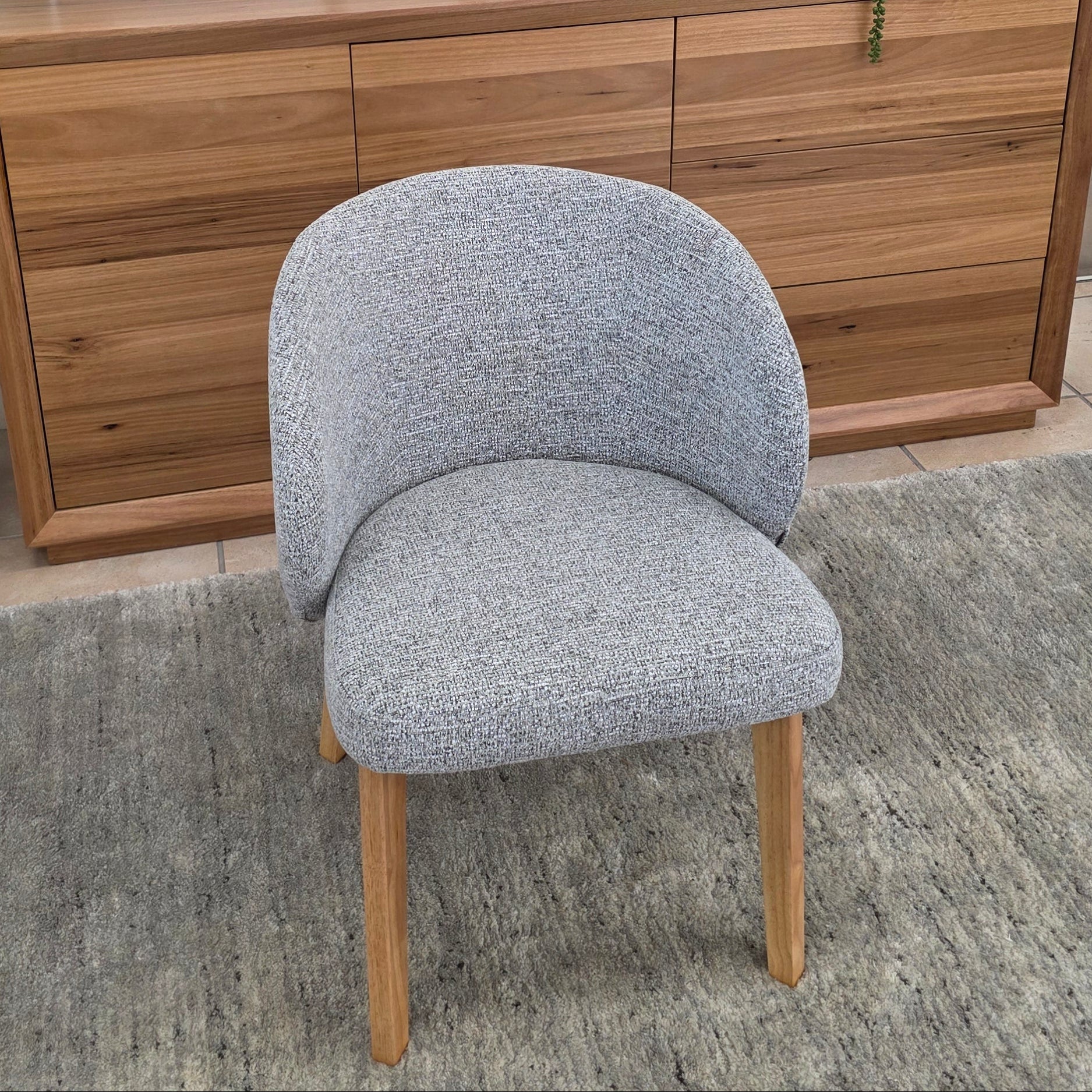 Settler Dining Chair In Grey Fabric & Natural Leg