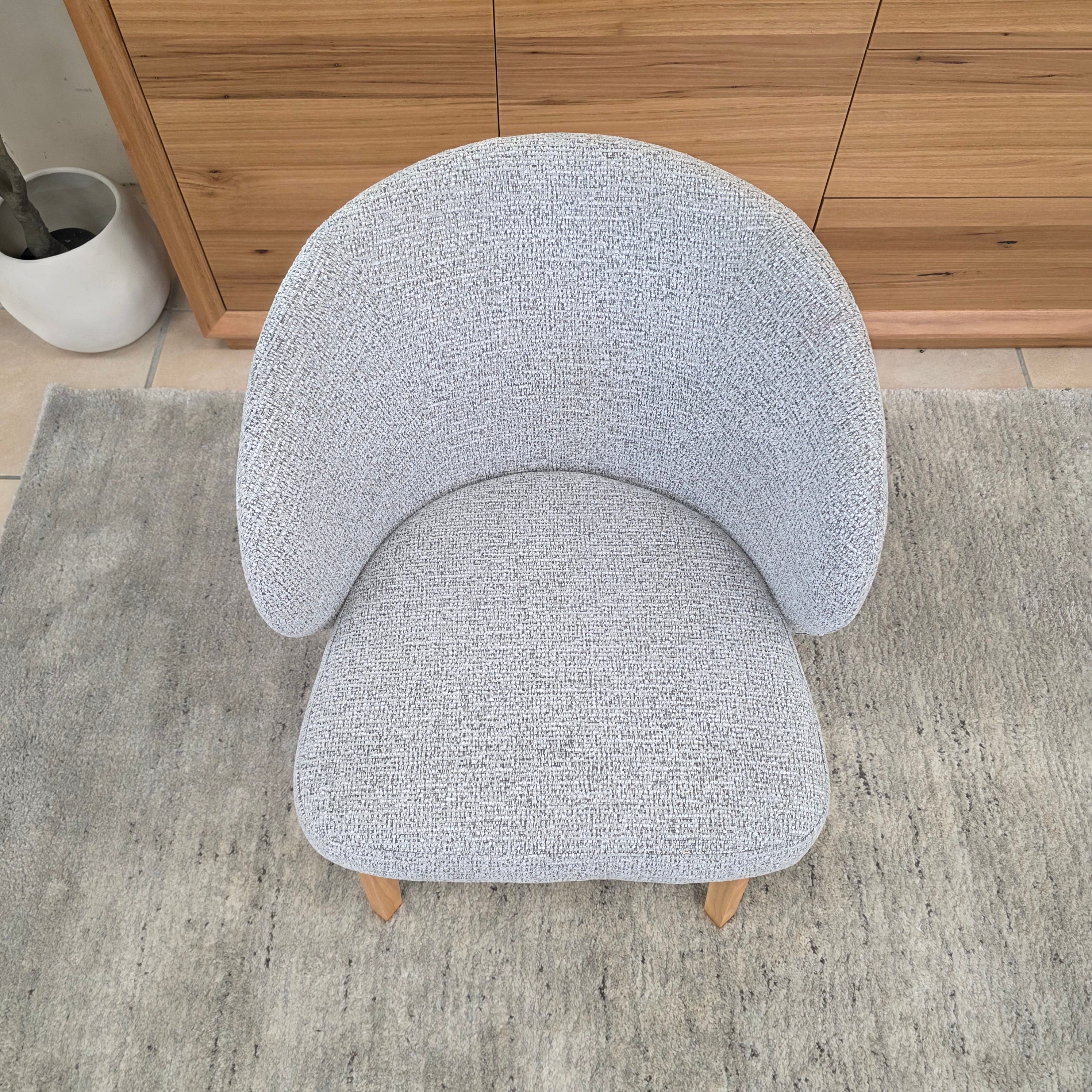 Settler Dining Chair In Grey Fabric & Natural Leg