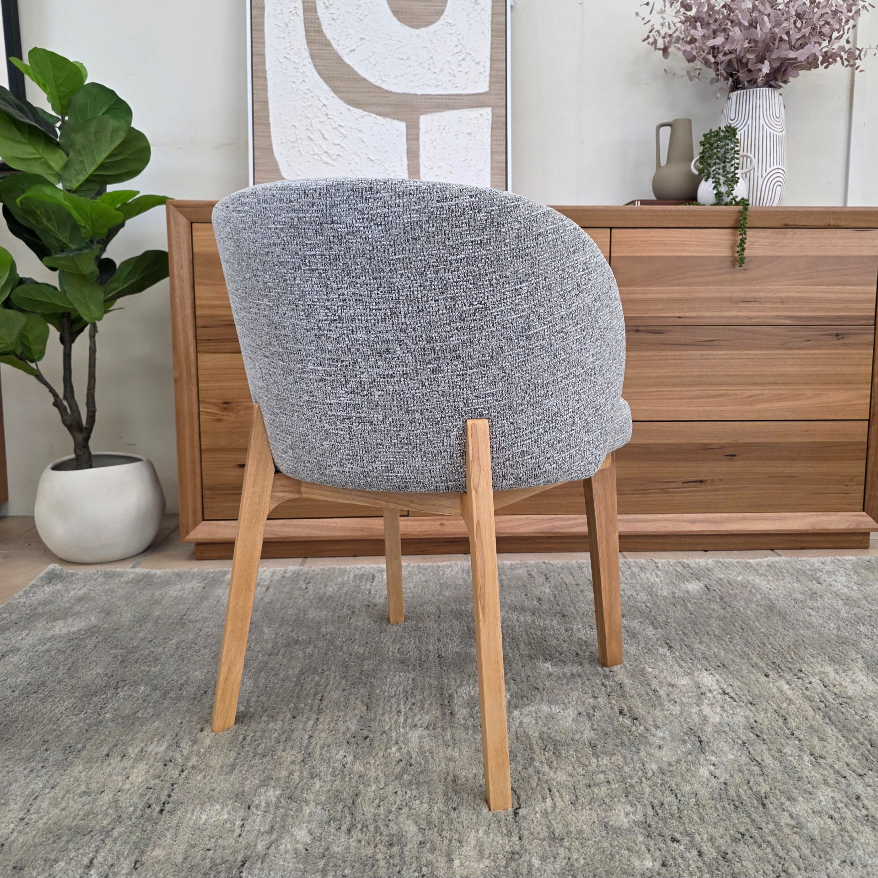 Settler Dining Chair In Grey Fabric & Natural Leg